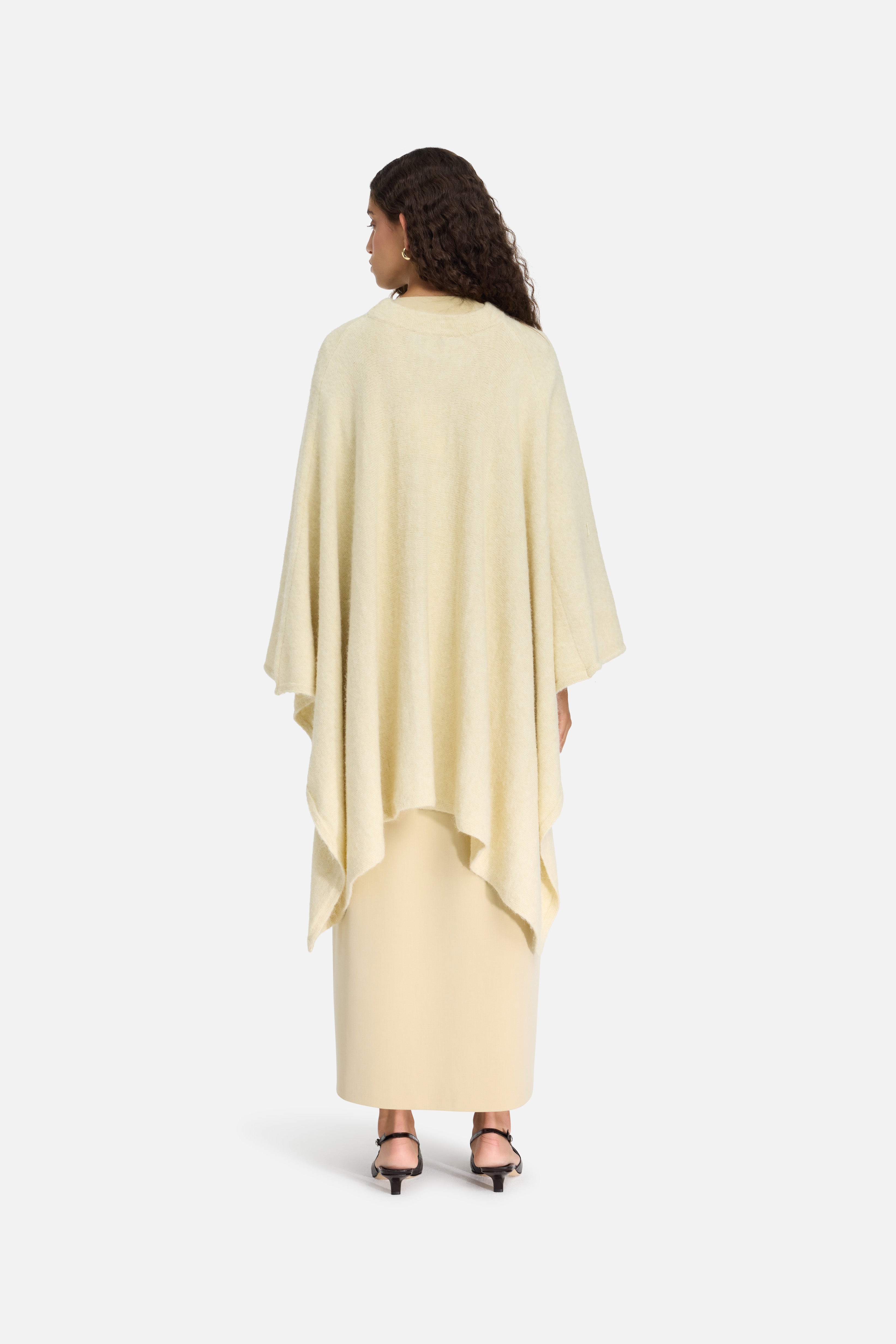 Brushed Knit Poncho | Cloud White
