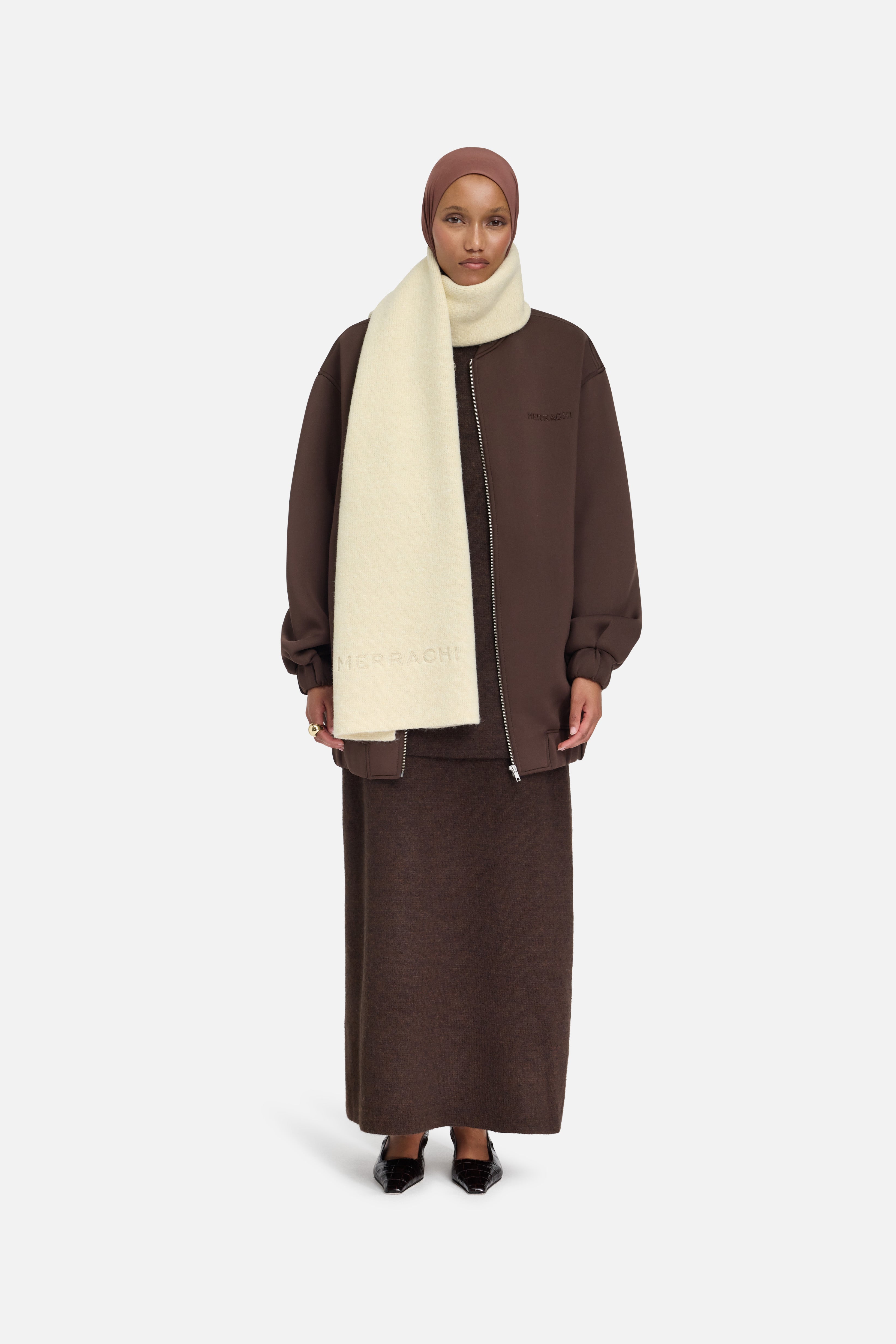 Brushed Knit Scarf | Cloud White