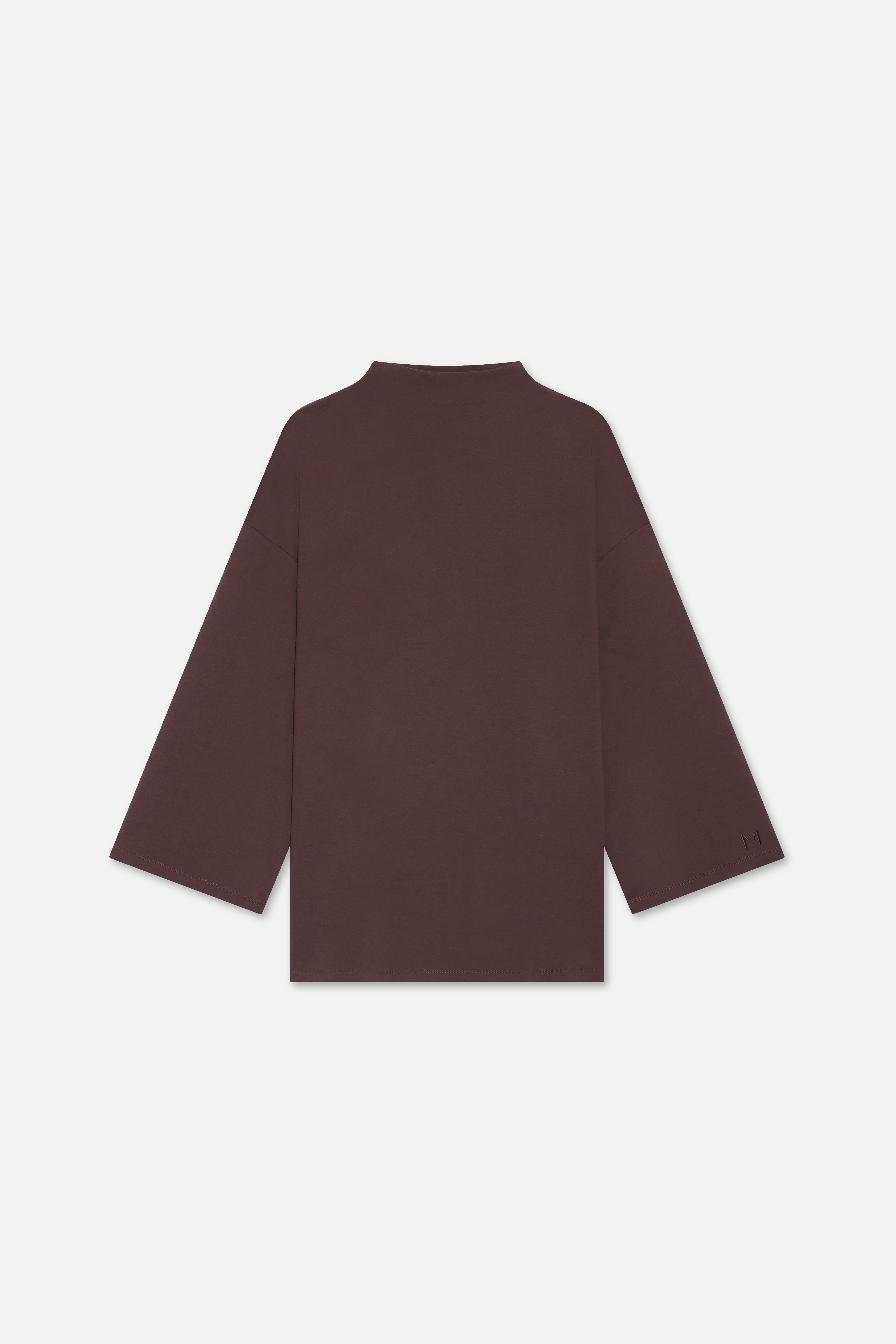 High Neck Tee | Dark Brown