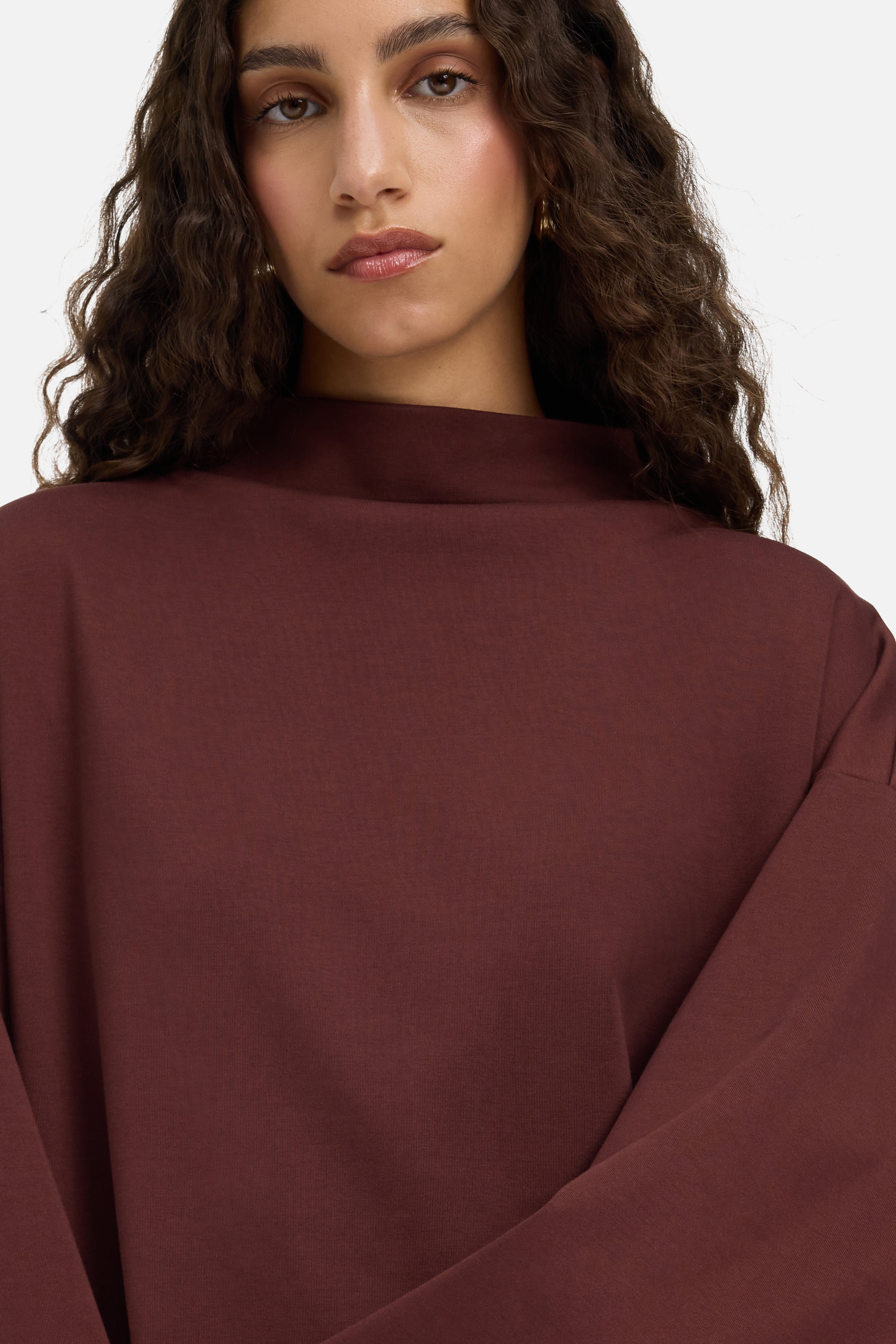 High Neck Tee | Dark Cherry