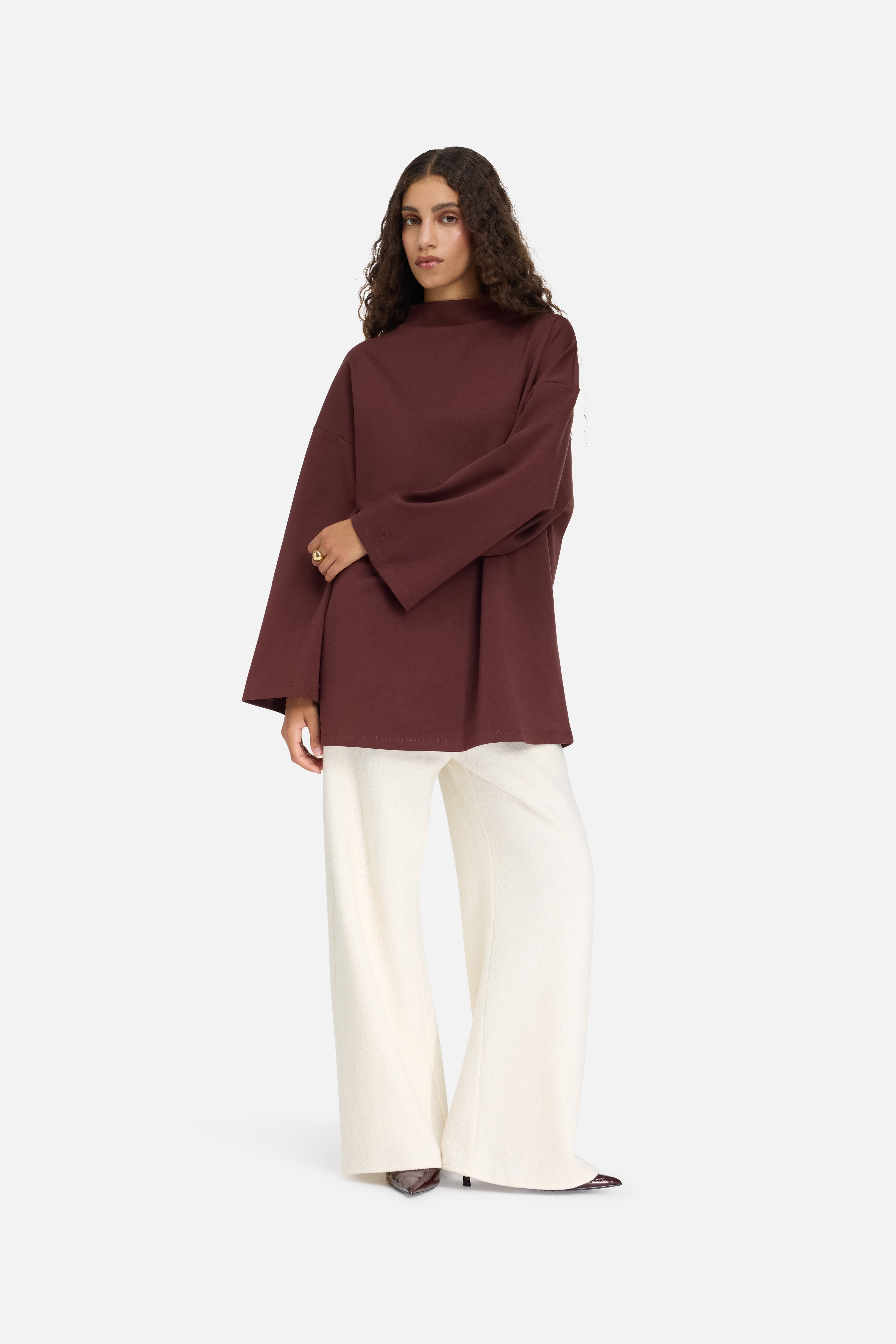 High Neck Tee | Dark Cherry