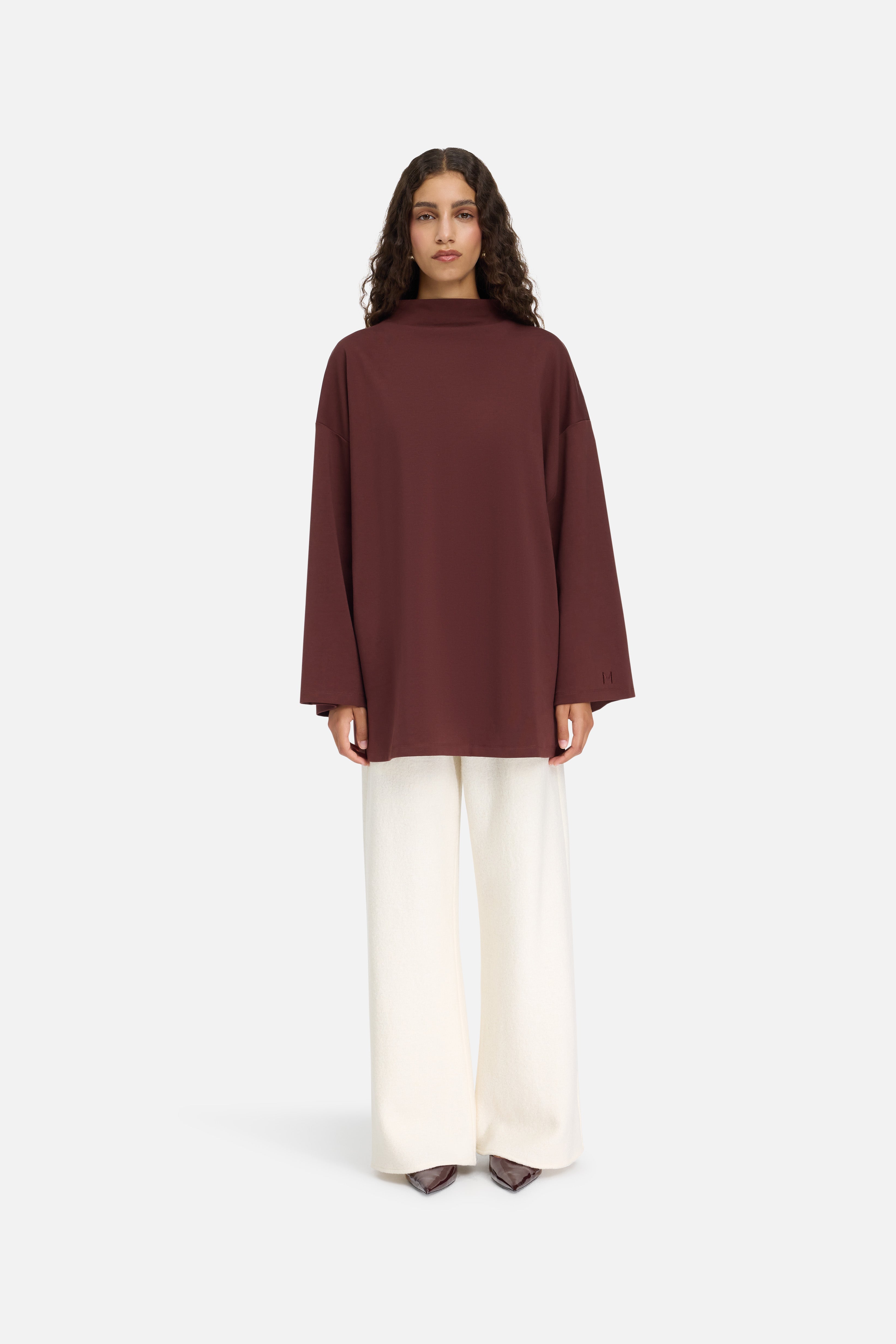 High Neck Tee | Dark Cherry