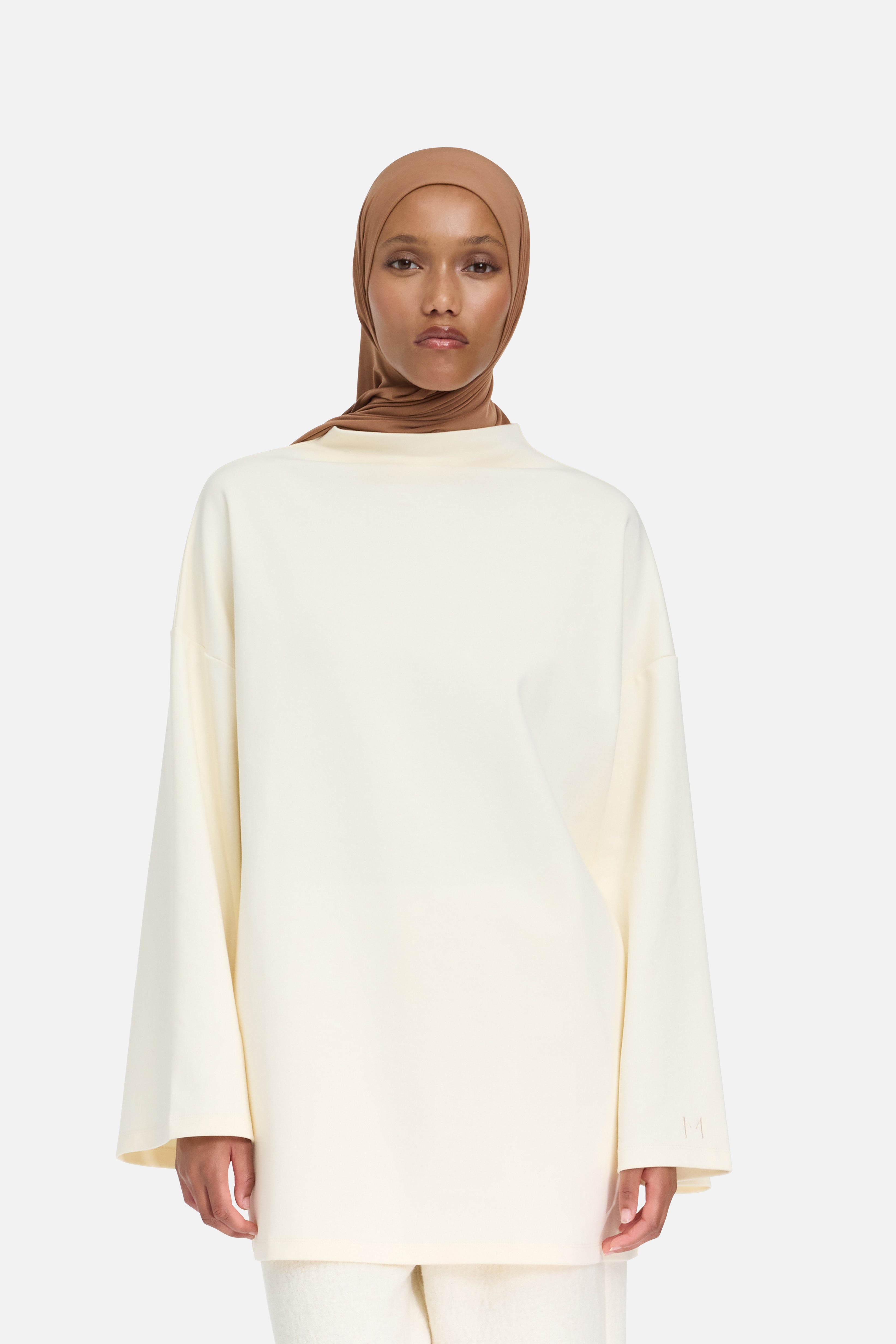 High Neck Tee | Porcelain