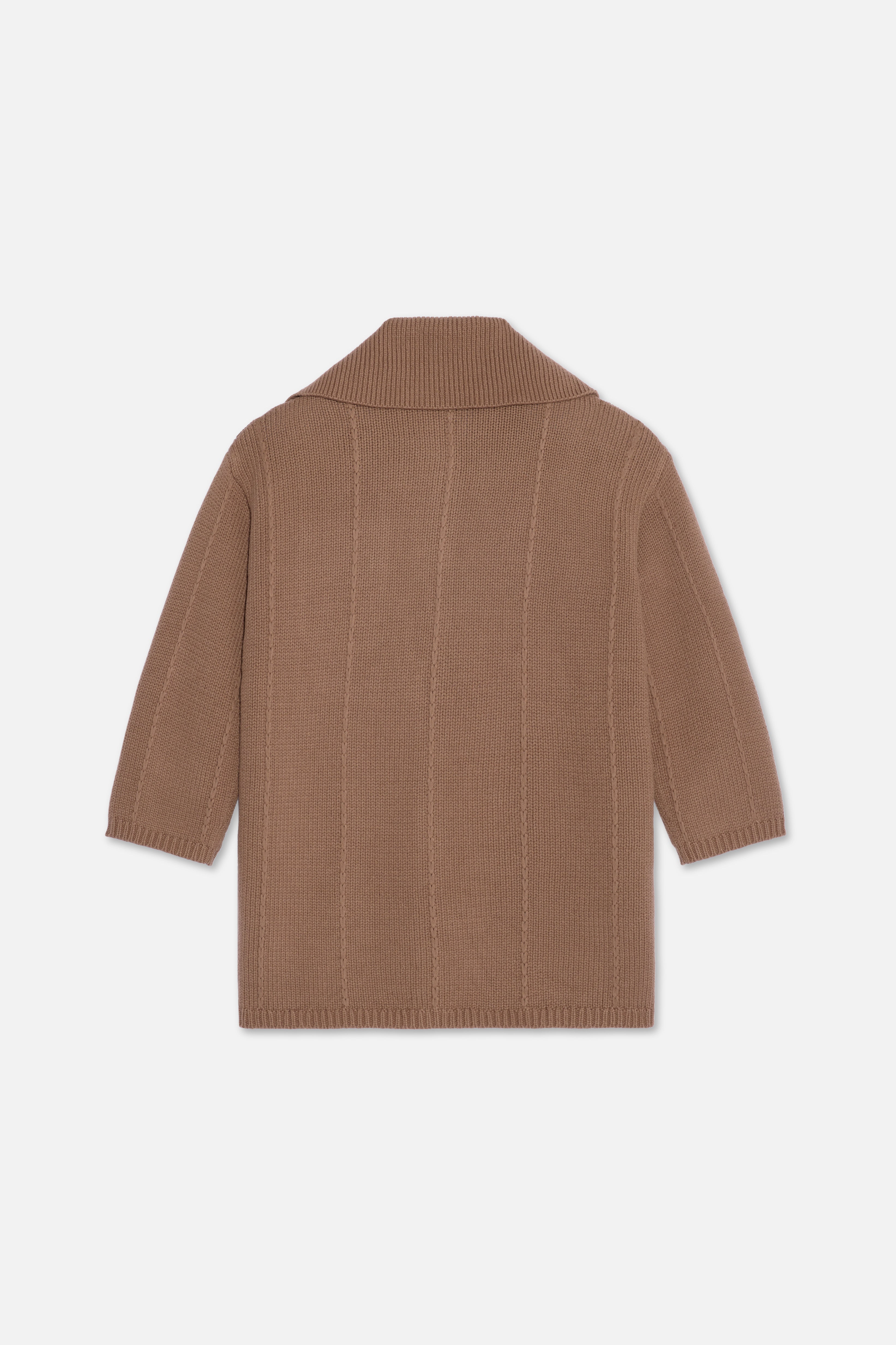 Knitted Collar Cardigan | Chocolate