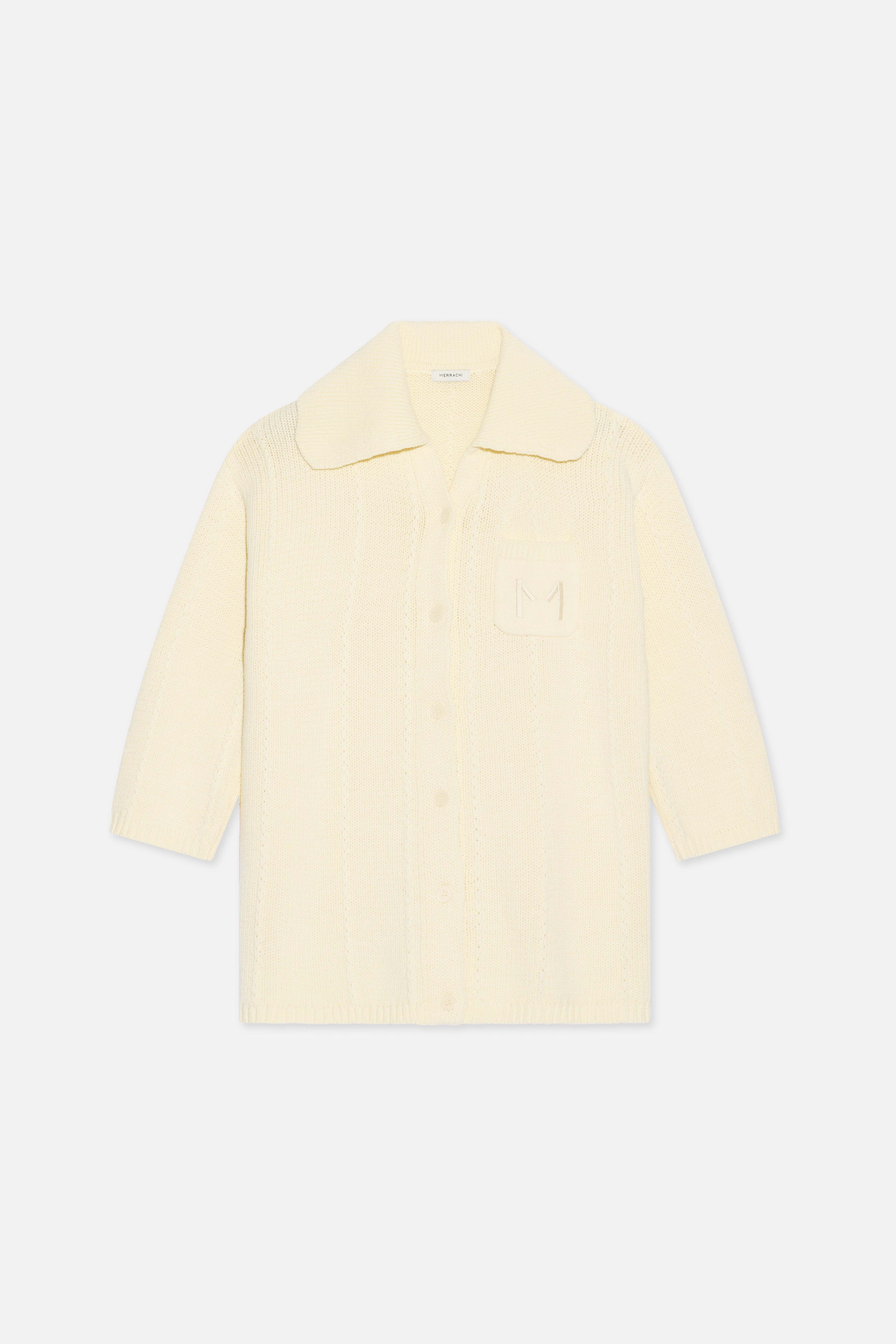 Knitted Collar Cardigan | Porcelain