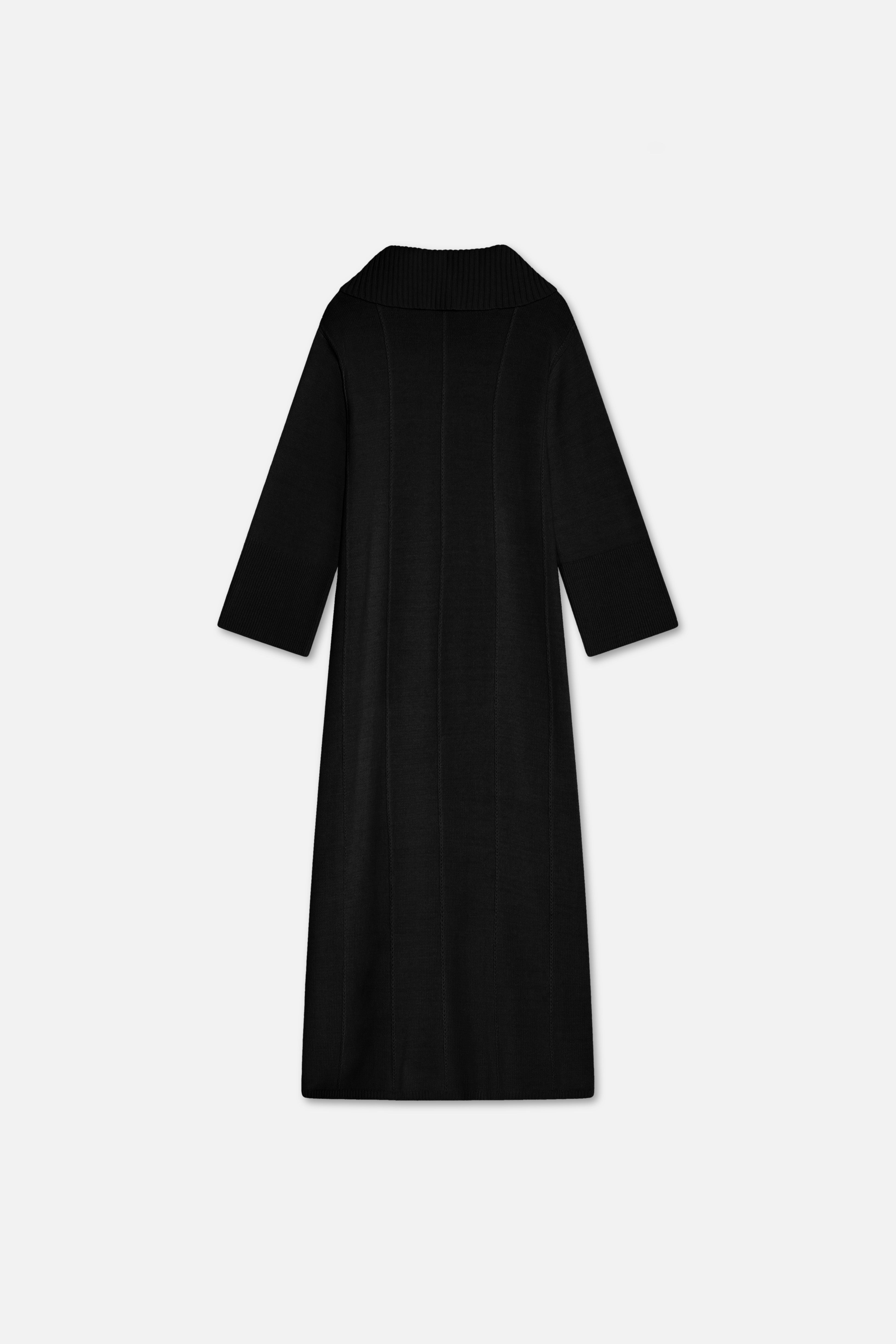 Knitted Collar Dress | Black