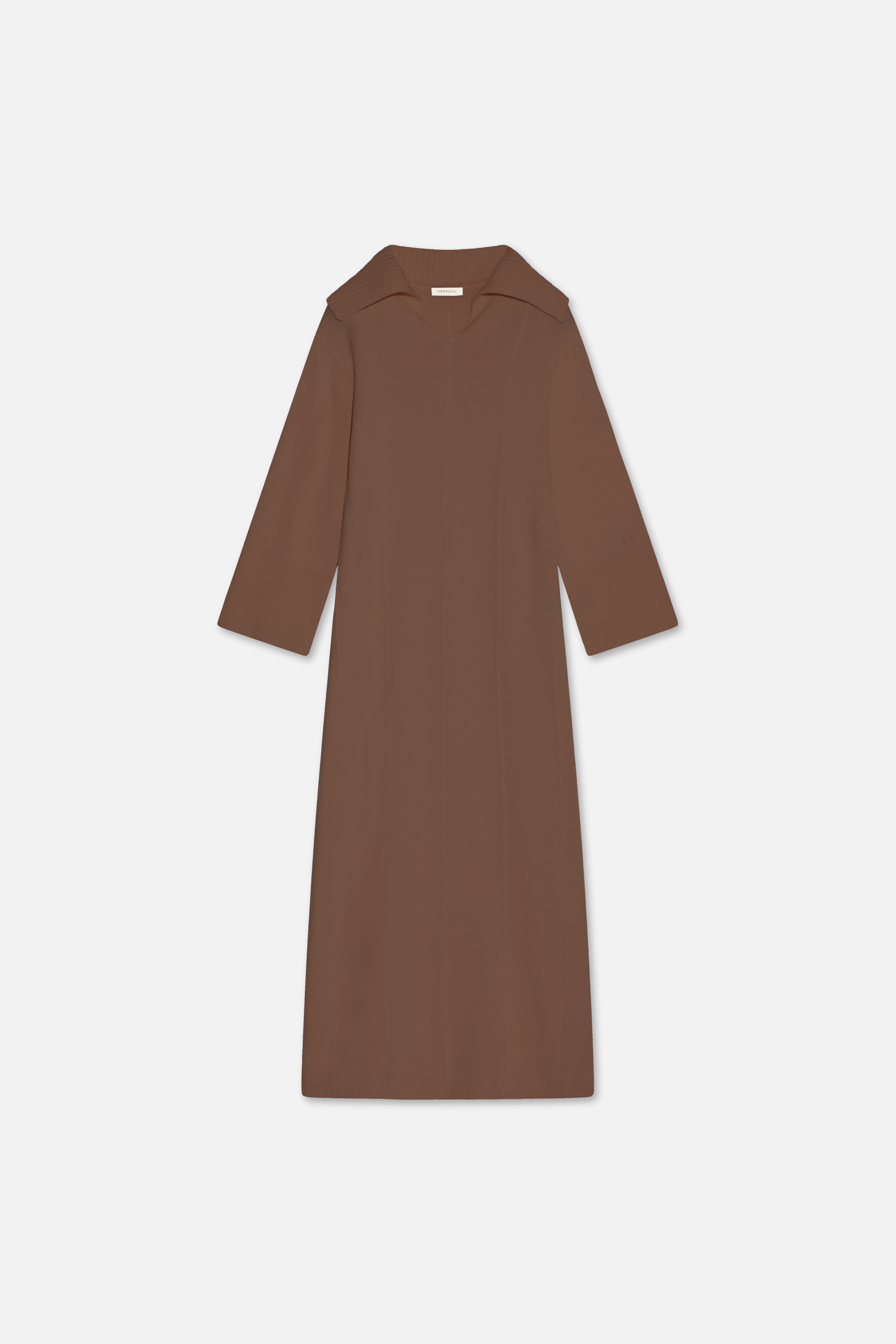 Knitted Collar Dress | Chocolate