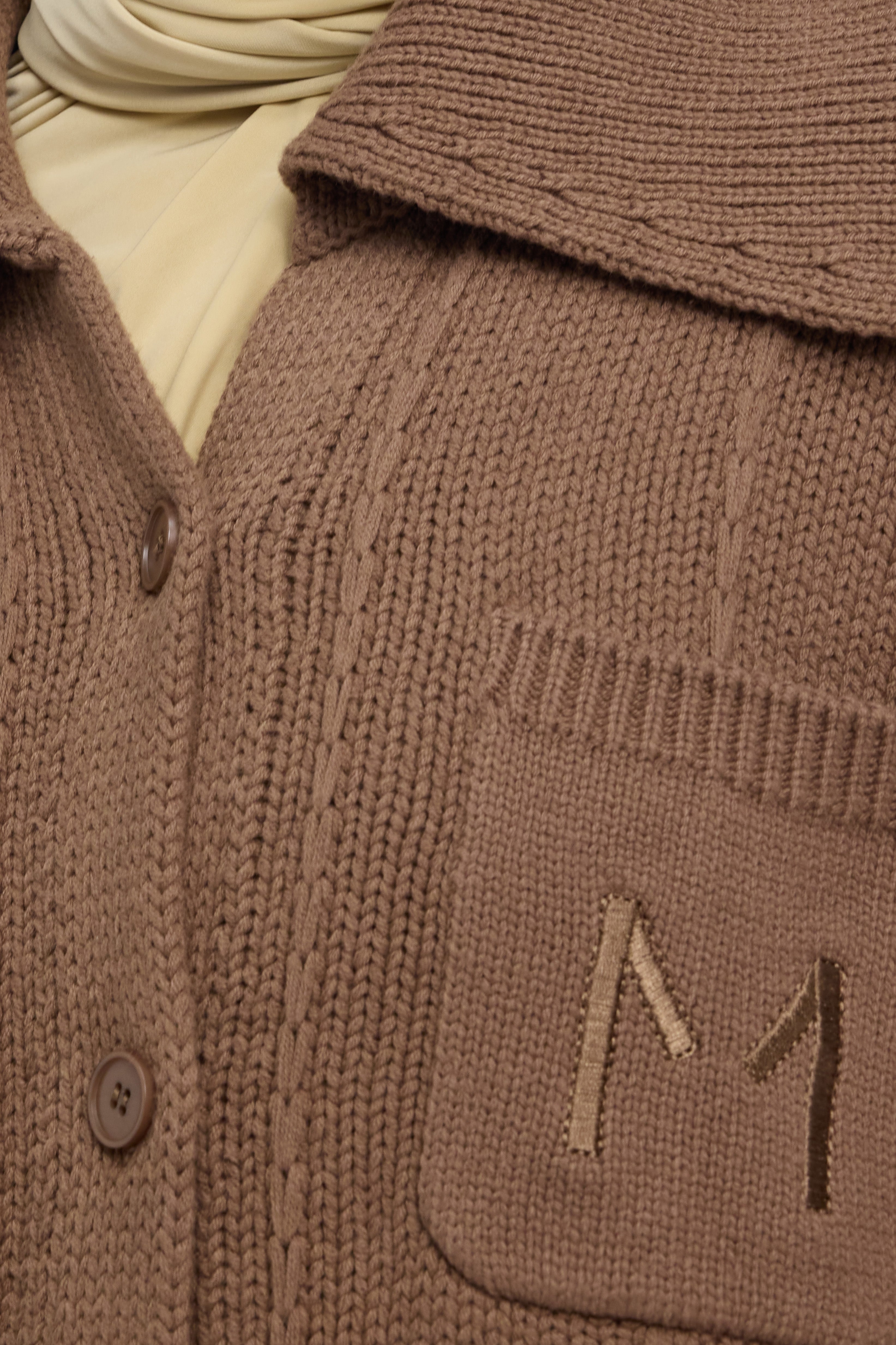 Knitted Collar Cardigan | Chocolate