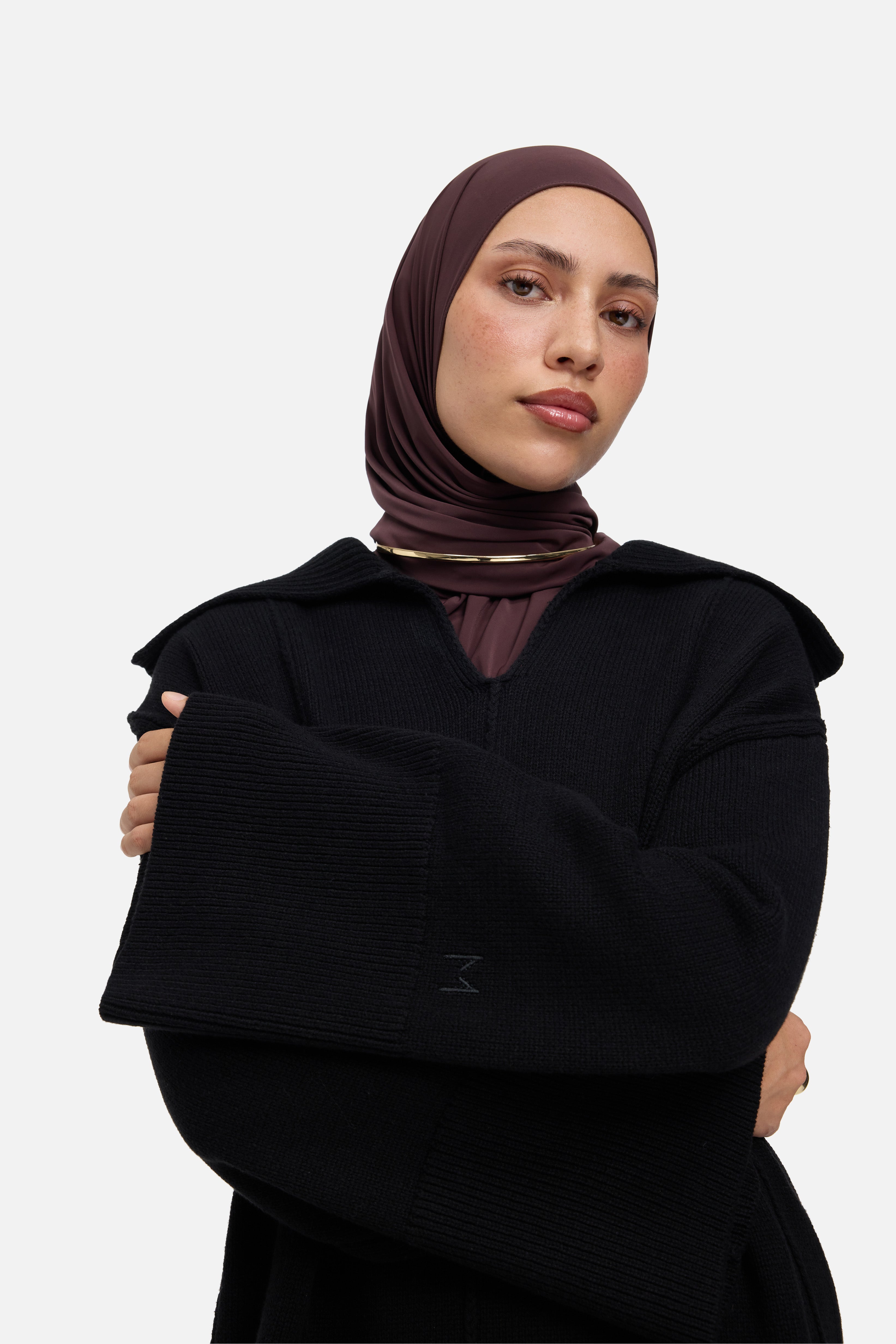 Knitted Collar Dress | Black