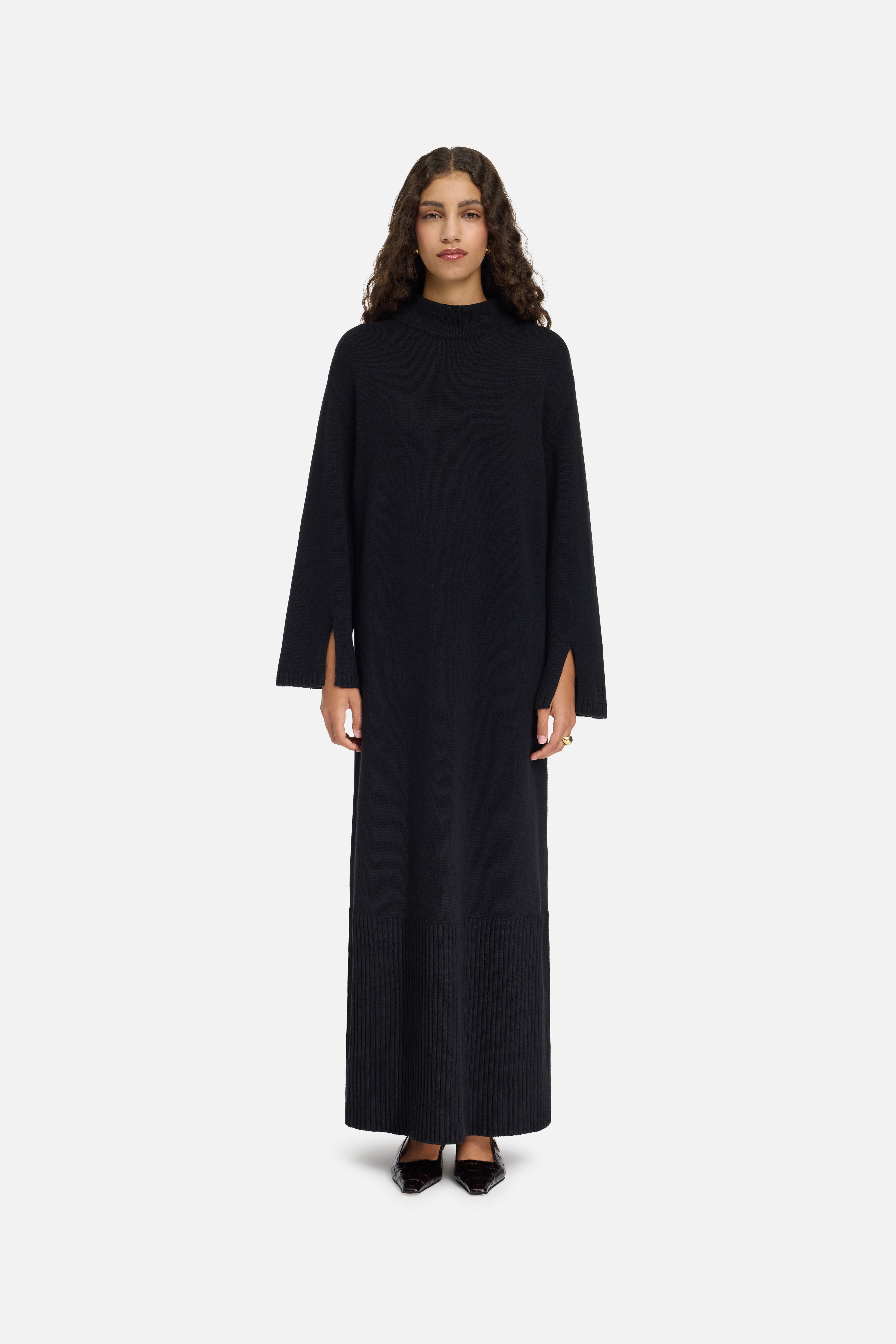 Ribbed Knit Dress | Black