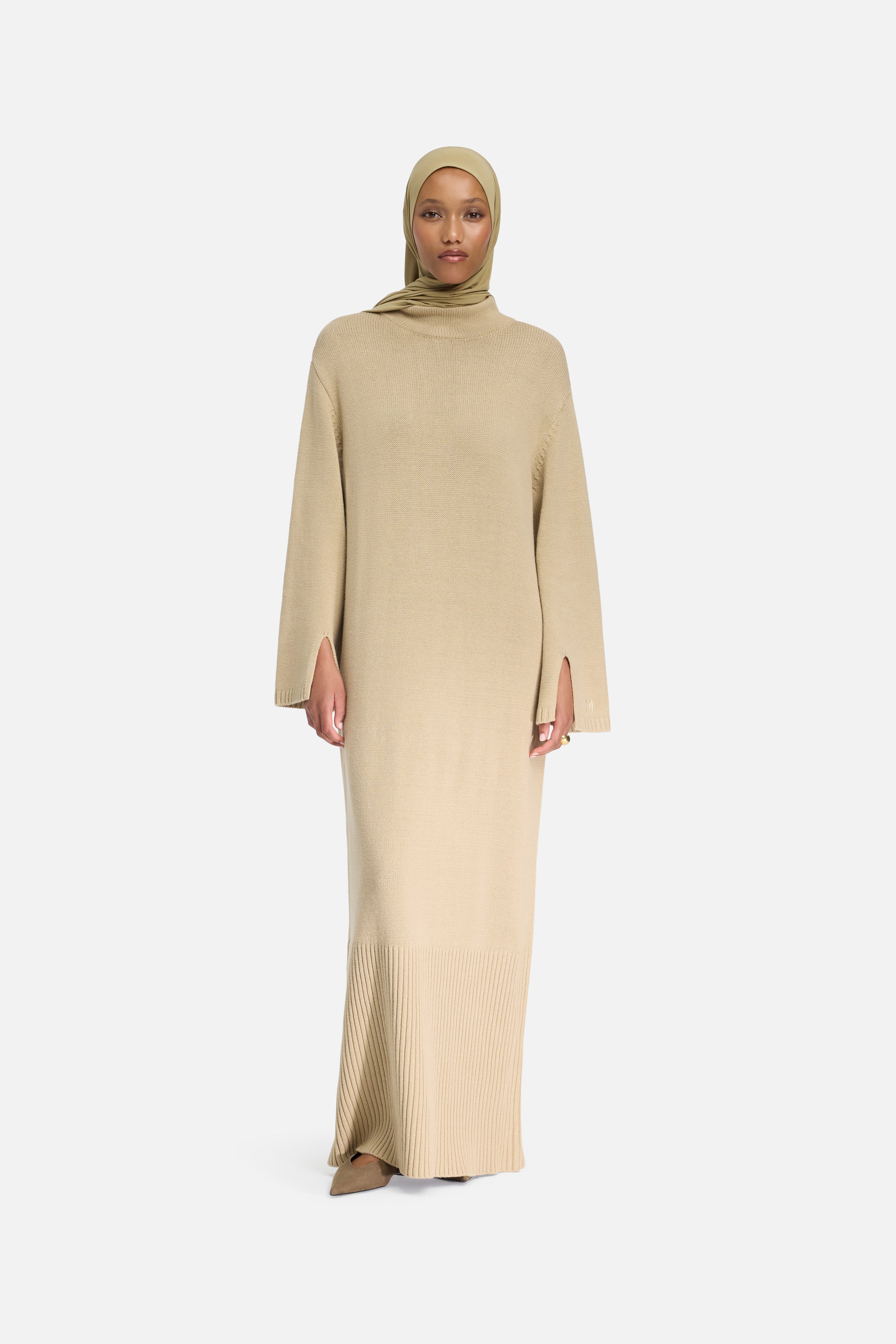 Ribbed Knit Dress | Khaki