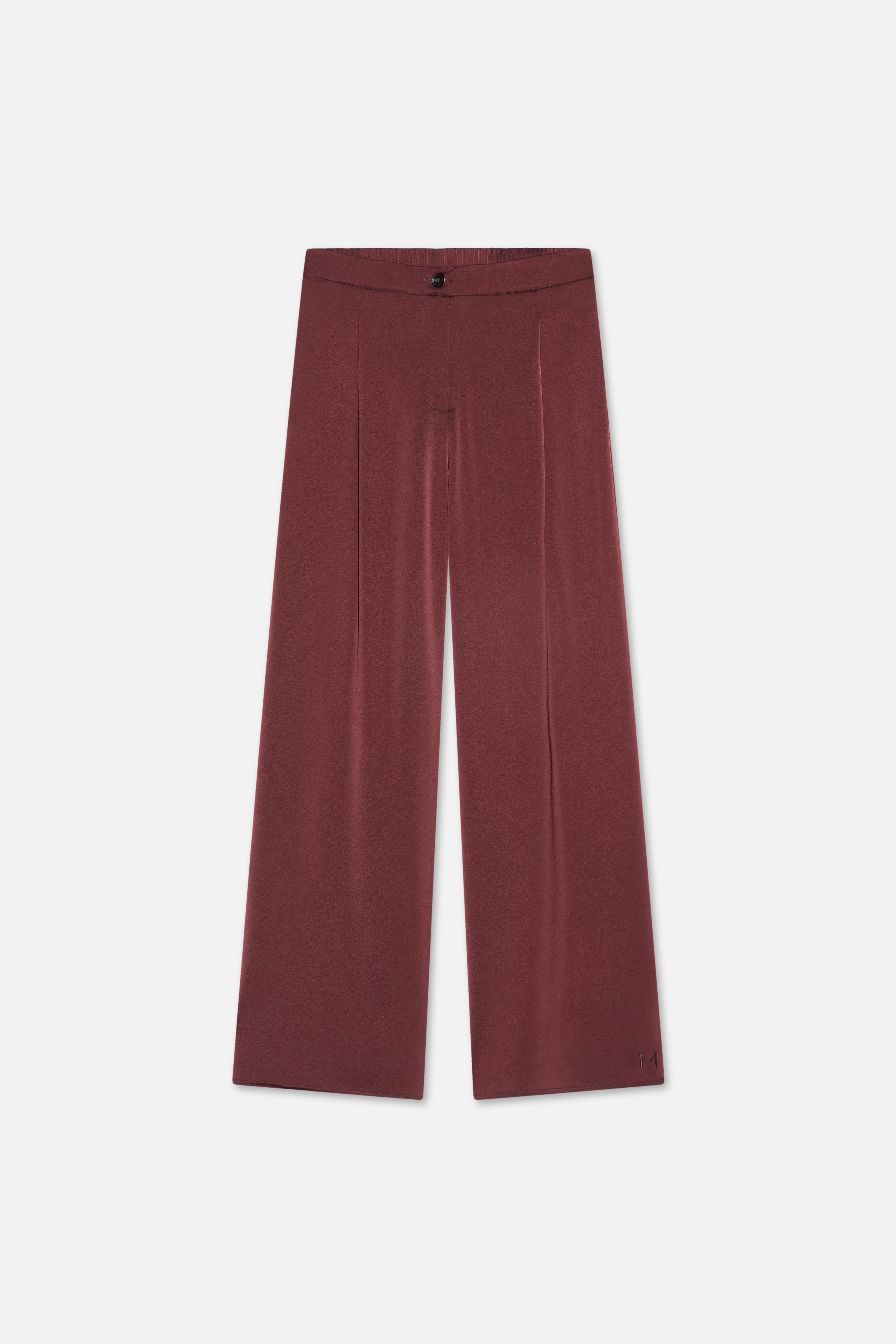 Satin Pleated Pants | Dark Cherry