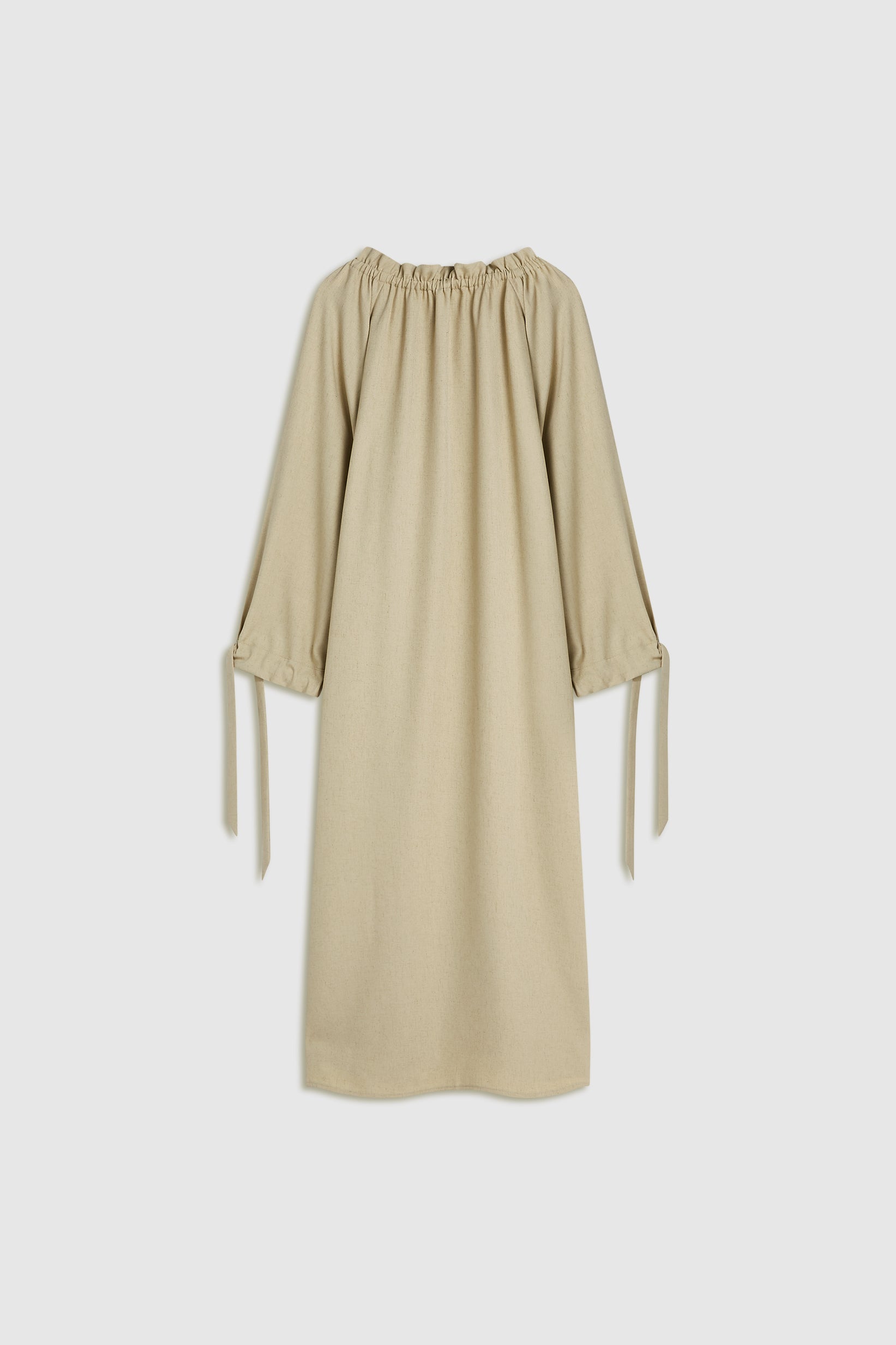 Gathered Neck Dress | Warm Khaki