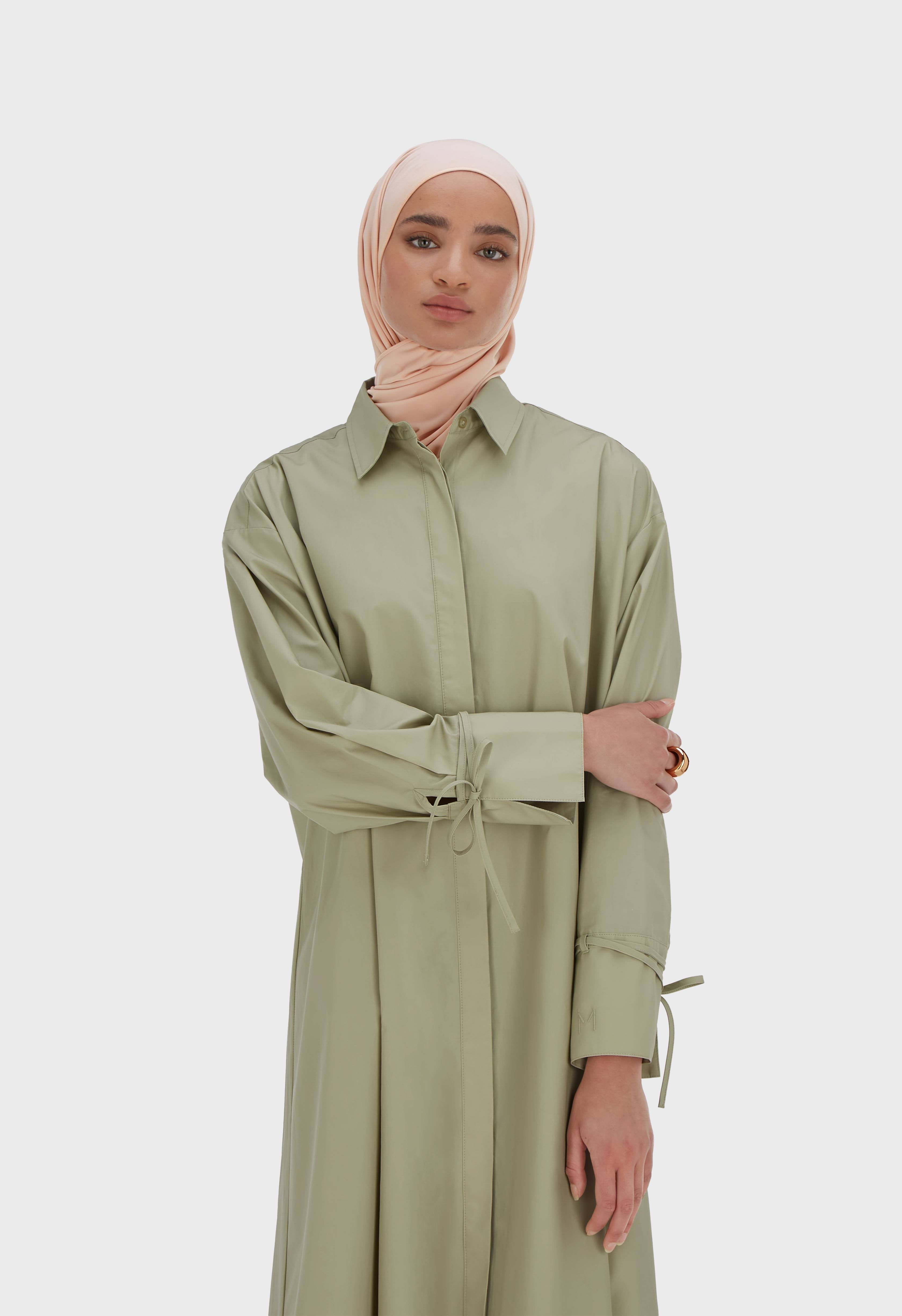 Poplin Dress | Moss Gray