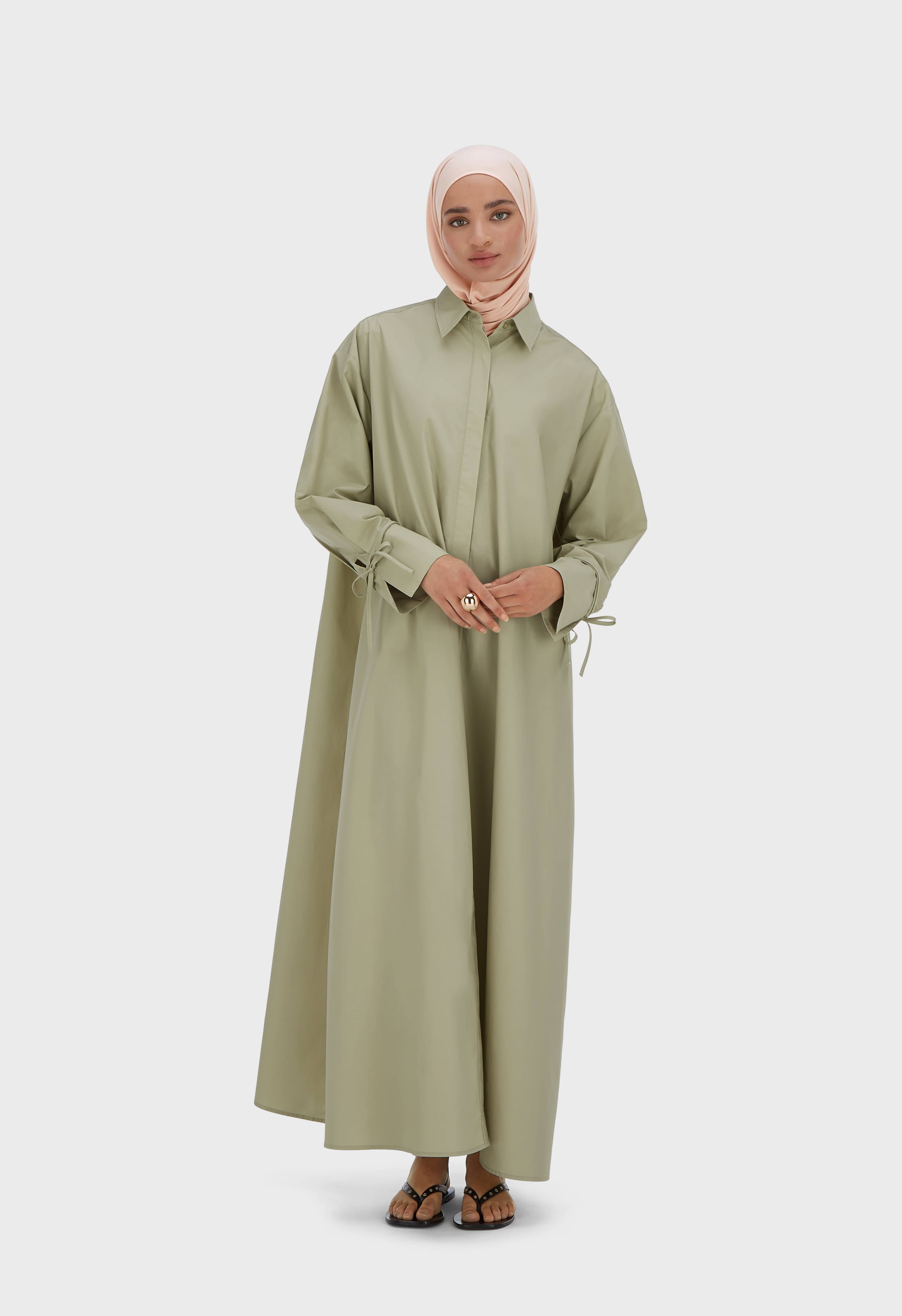 Poplin Dress | Moss Gray