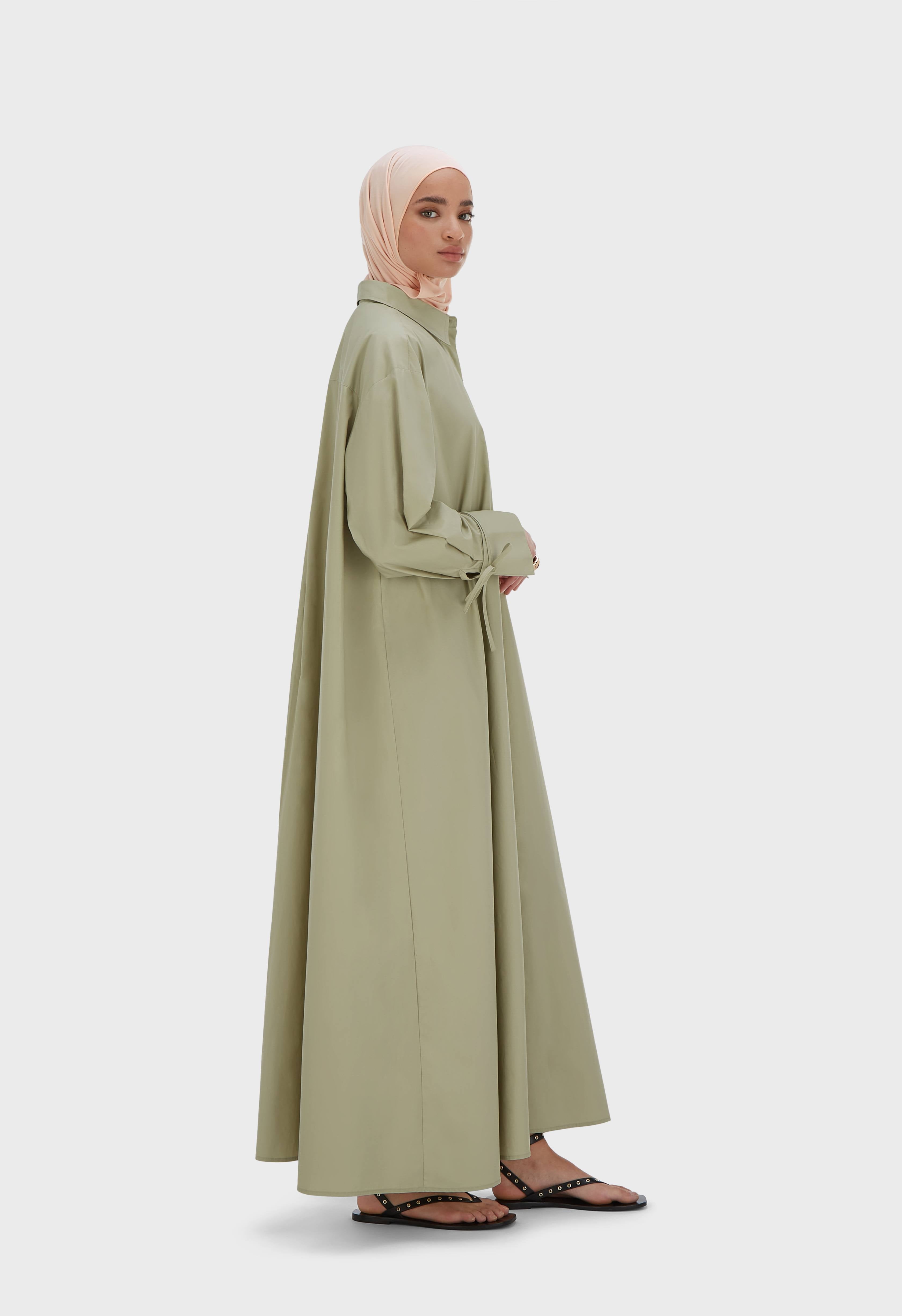 Poplin Dress | Moss Gray