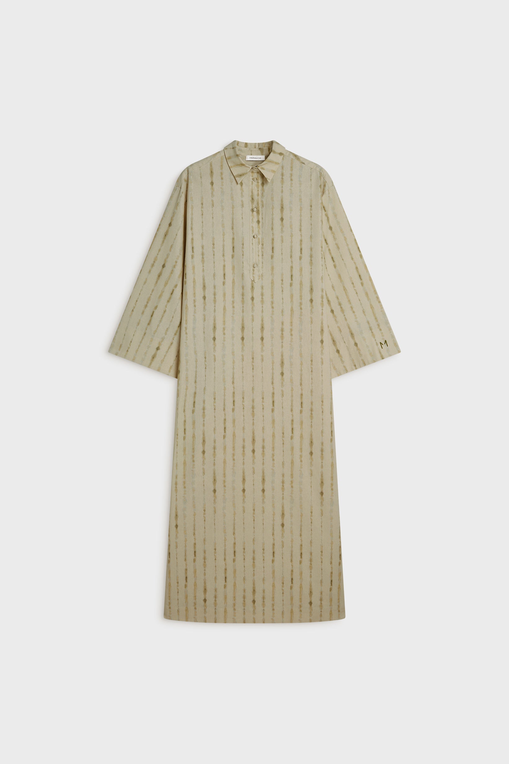 Shibori Kaftan Dress | Soft Khaki
