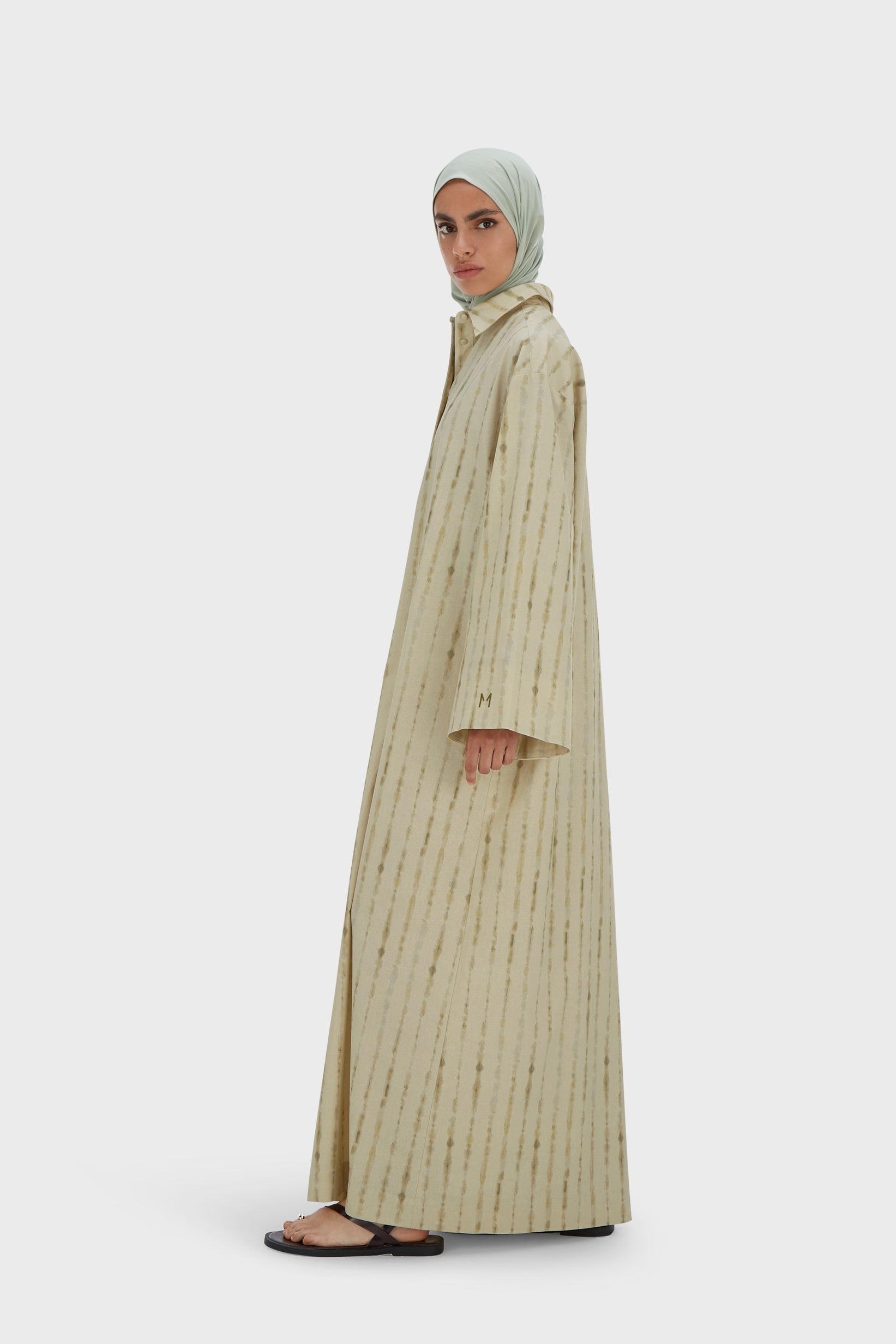 Shibori Kaftan Dress | Soft Khaki