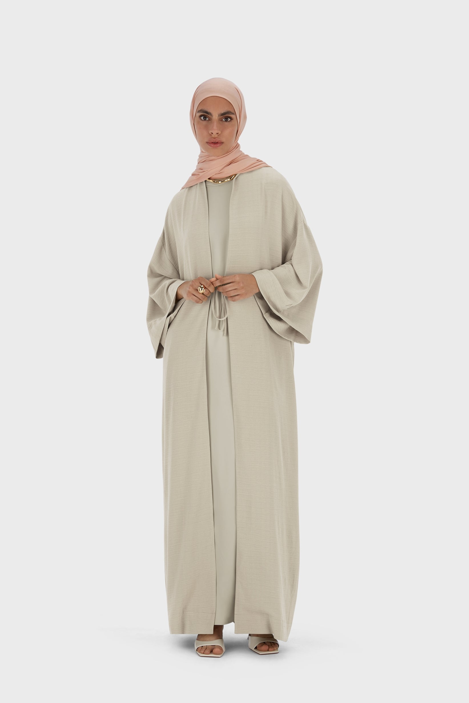 Summer Stripe Abaya | Moss Gray