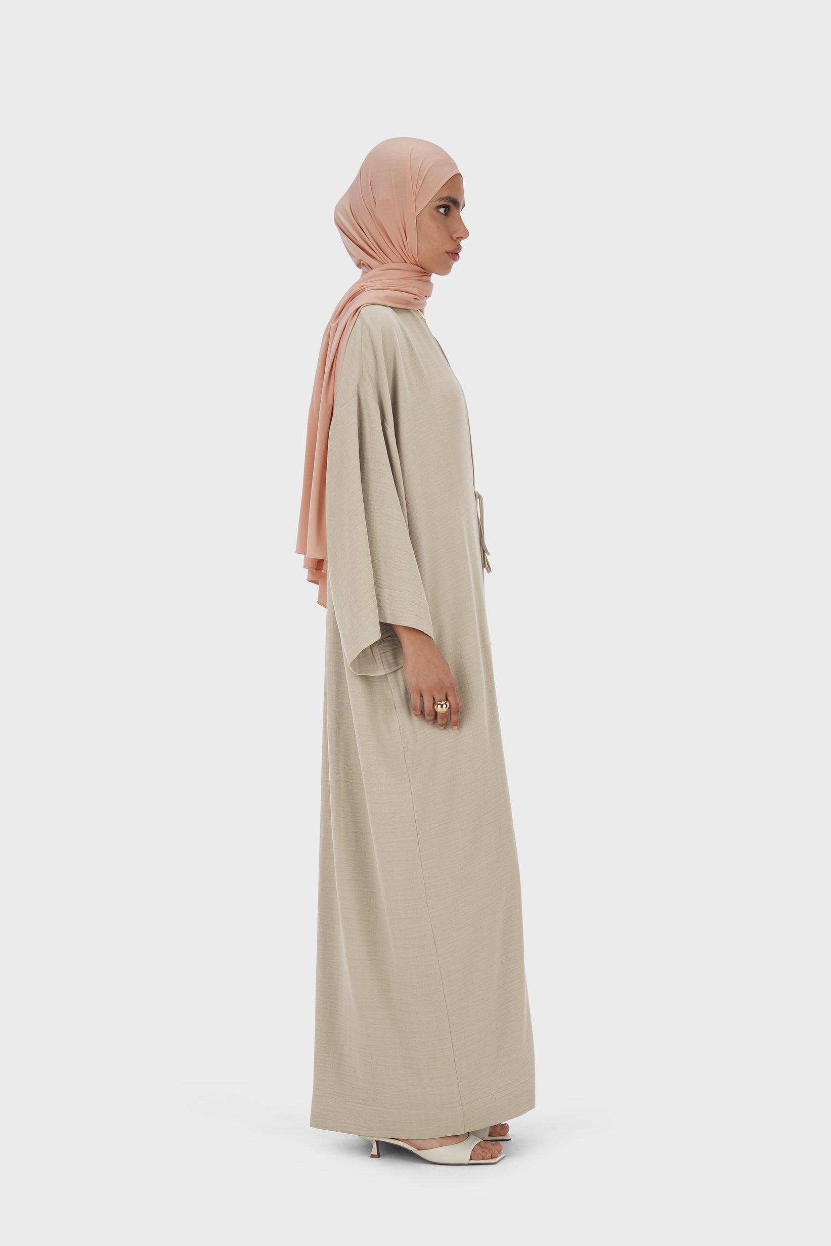 Summer Stripe Abaya | Moss Gray
