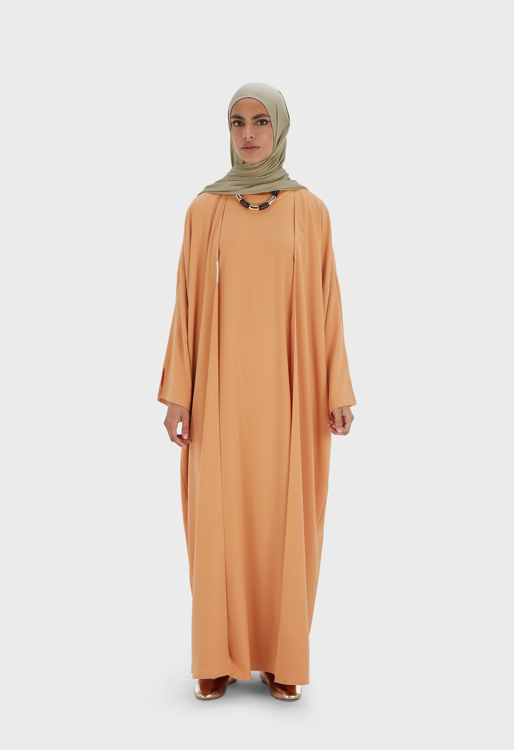 Woven Abaya Short | Pastel Orange