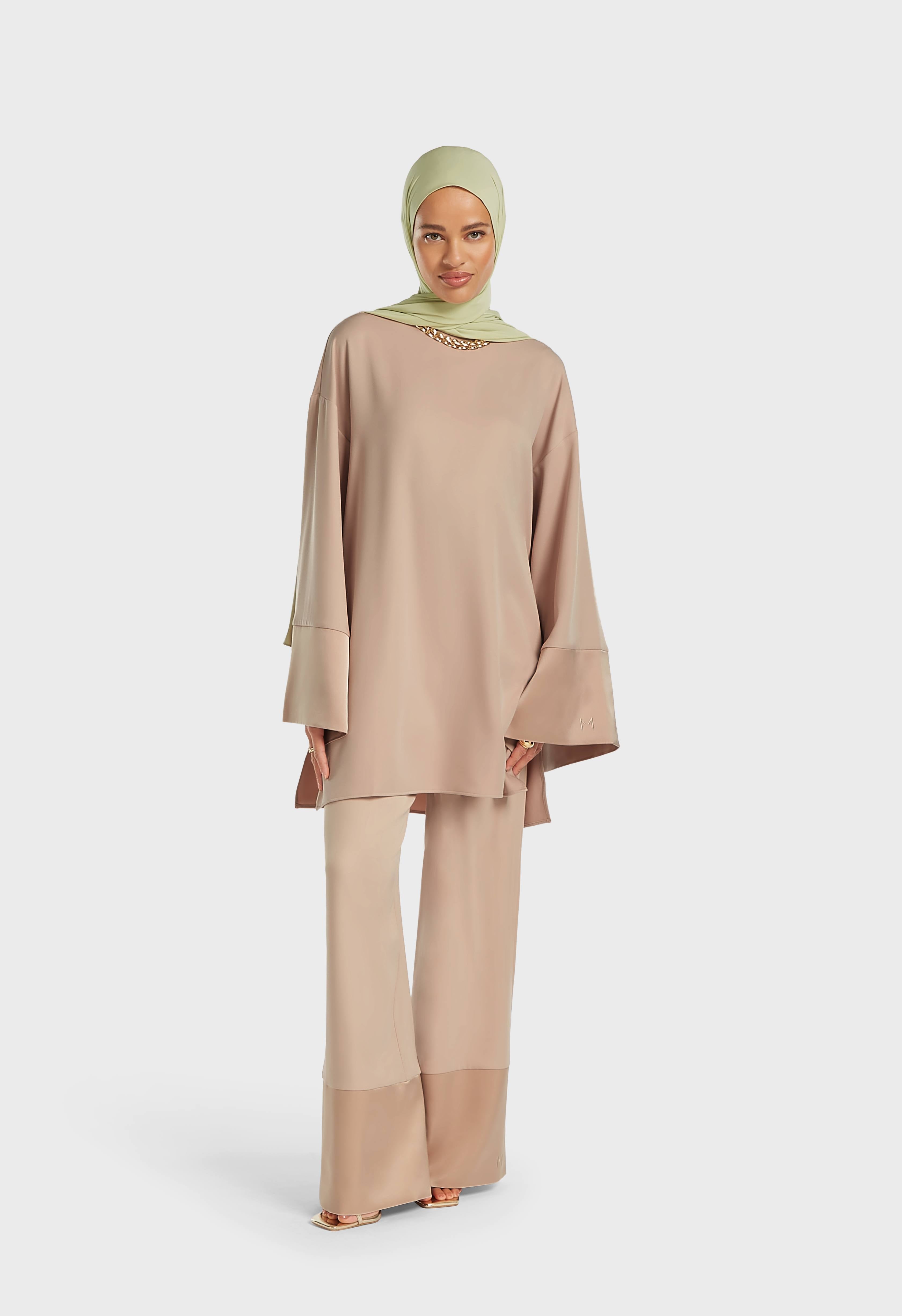 Satin Trim Trouser | Dark Rose