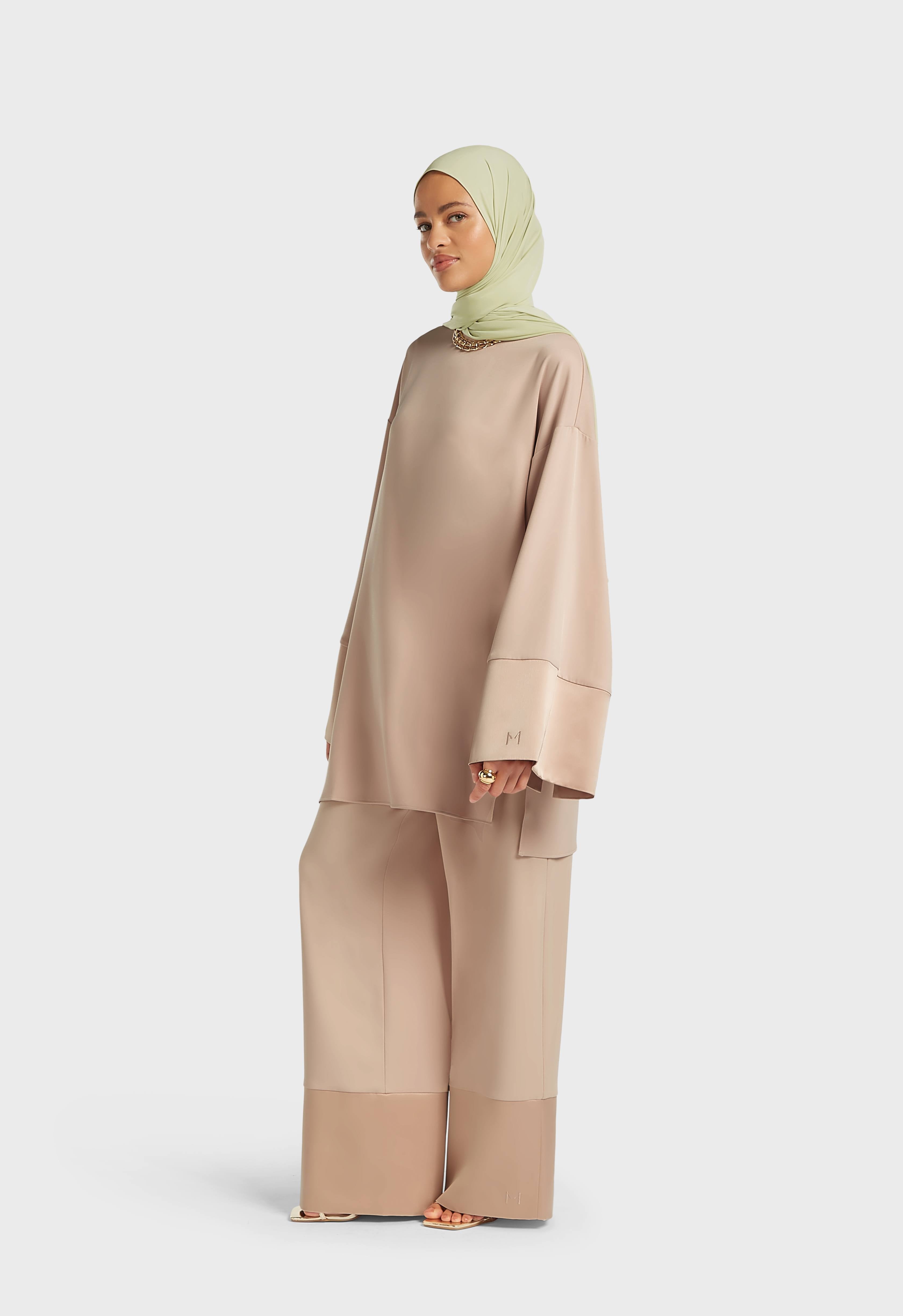 Satin Trim Trouser | Dark Rose