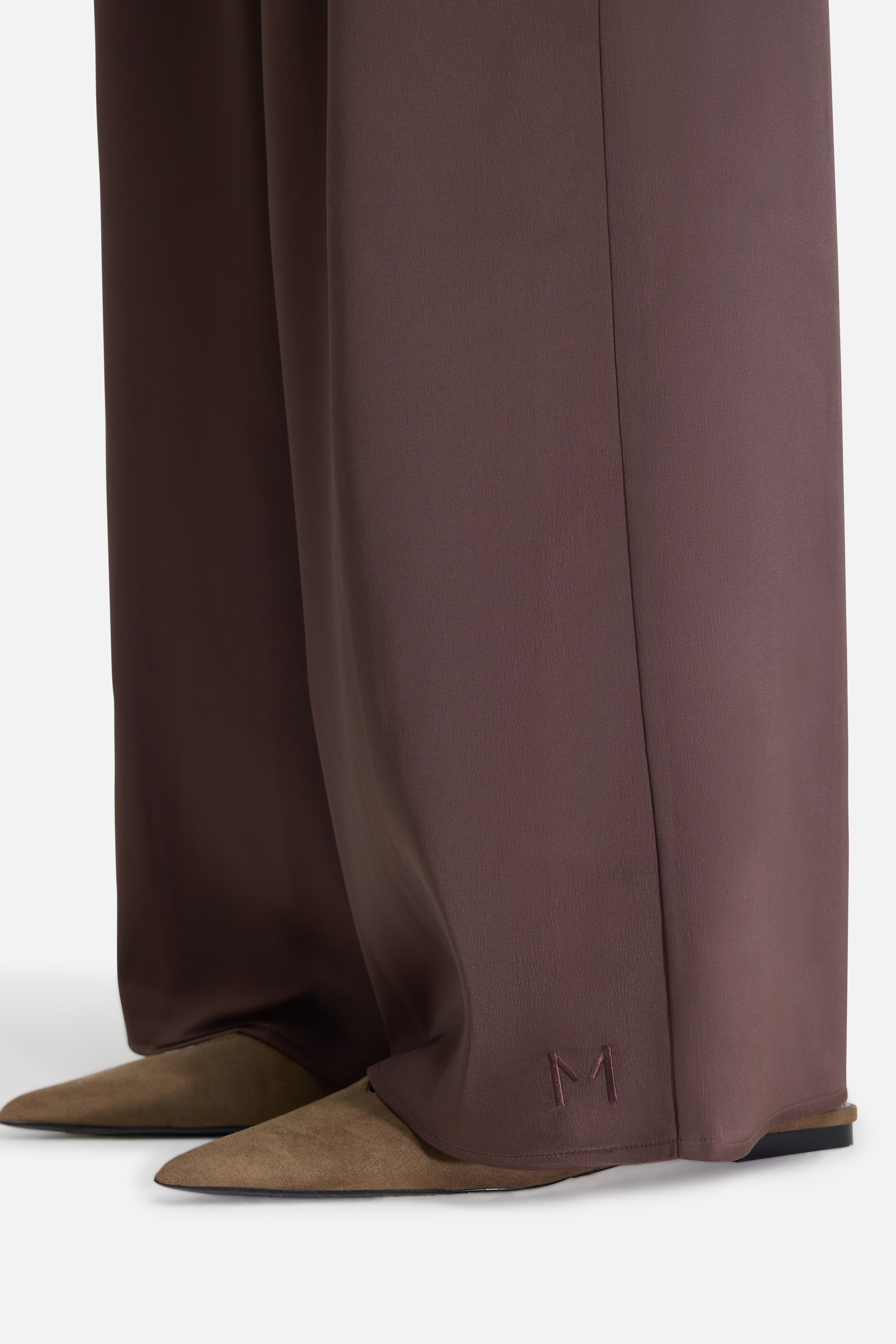 Satin Pleated Pants | Dark Brown