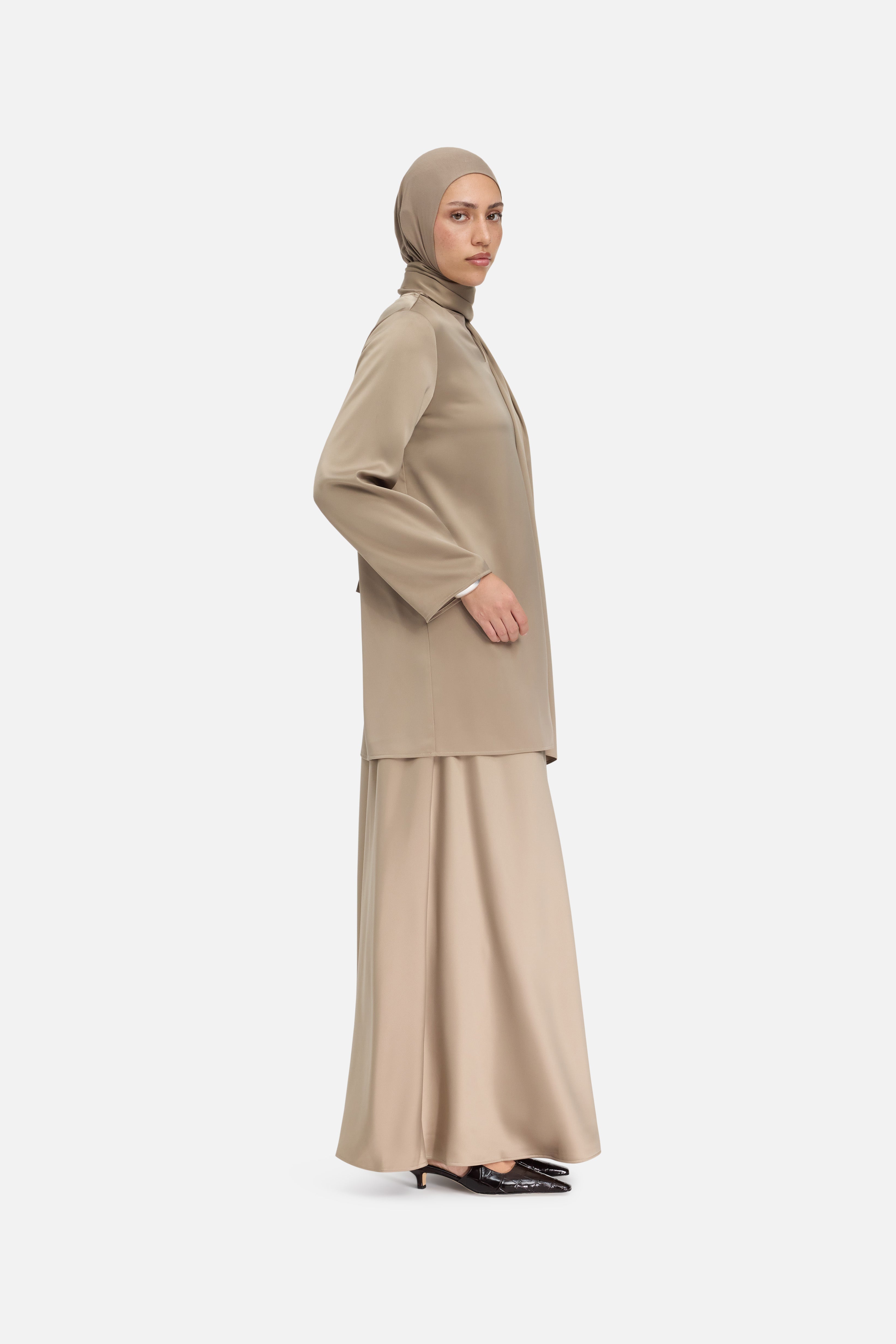 Satin Skirt | Khaki