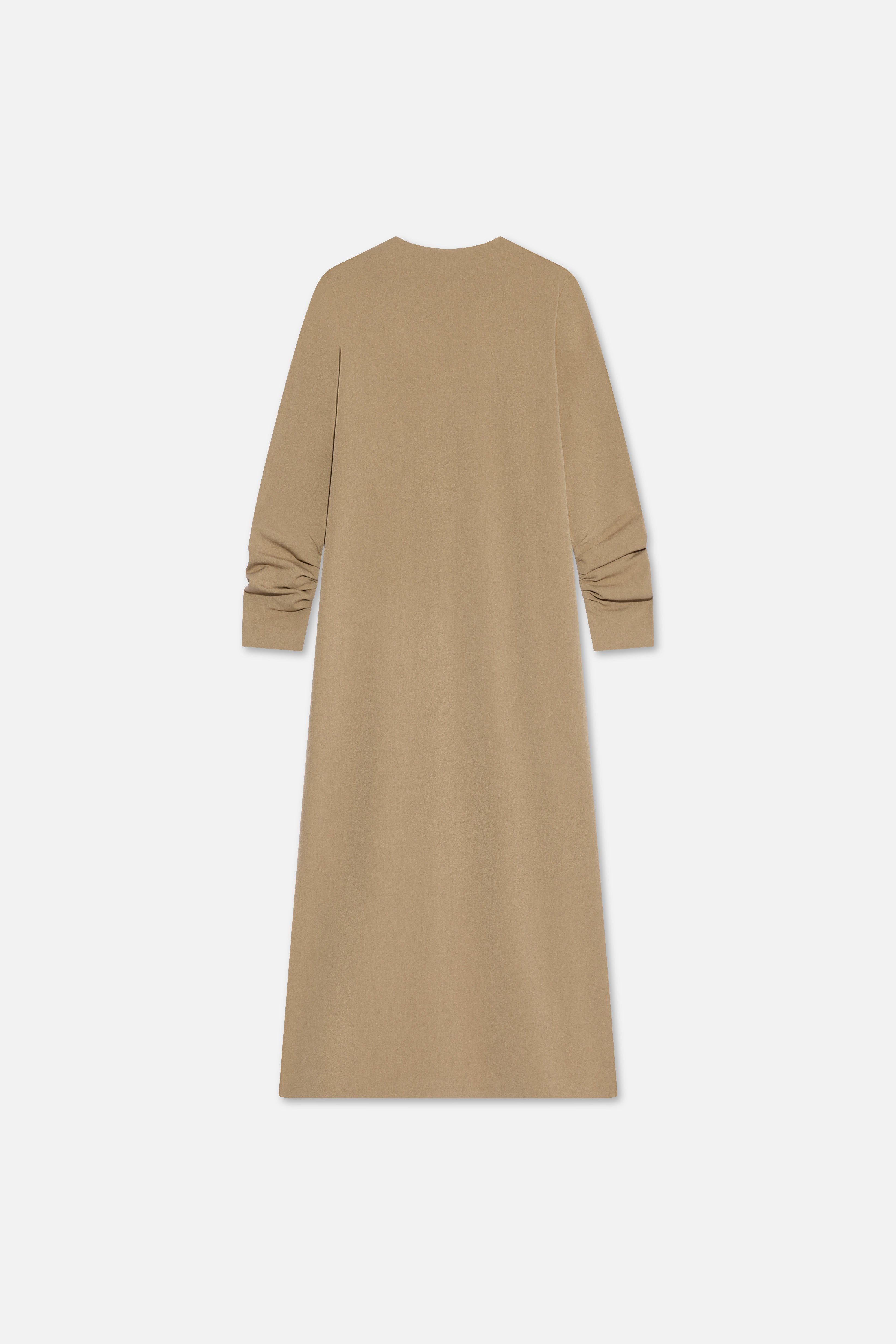 Tailored V-Neck Dress | Walnut