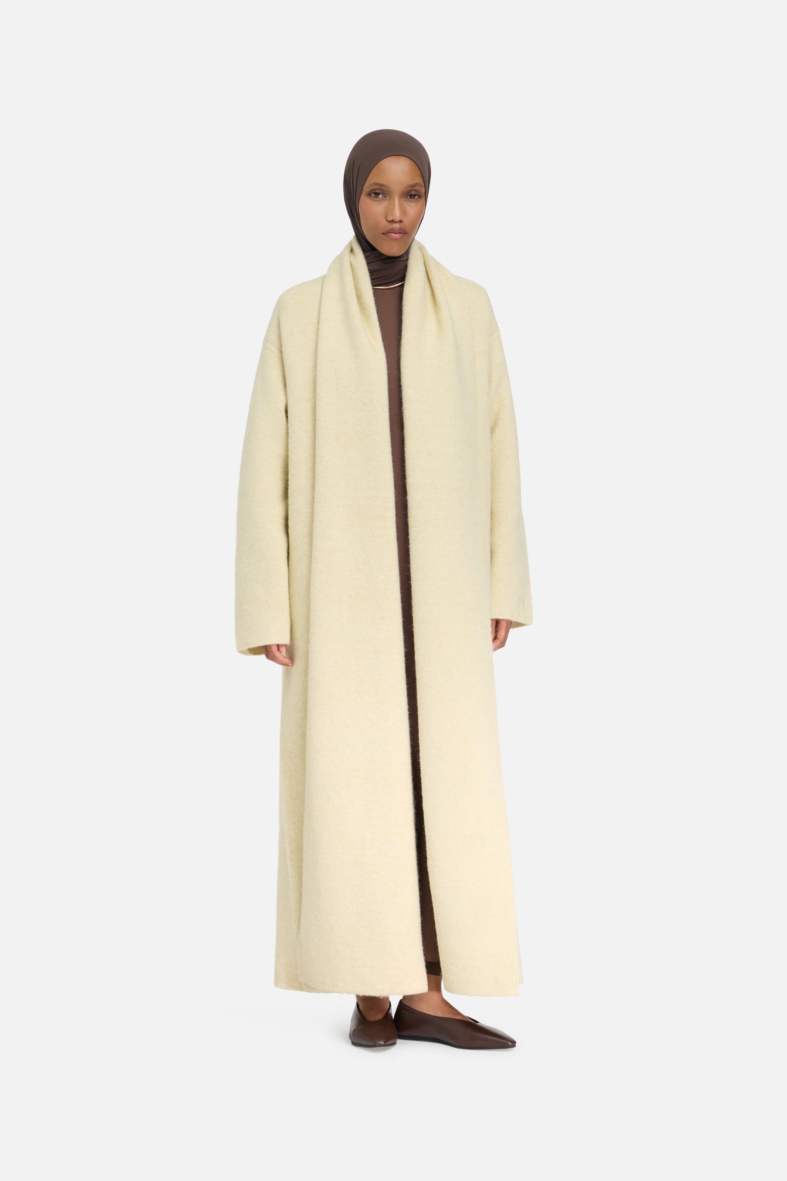 Brushed Knit Abaya | Cloud White