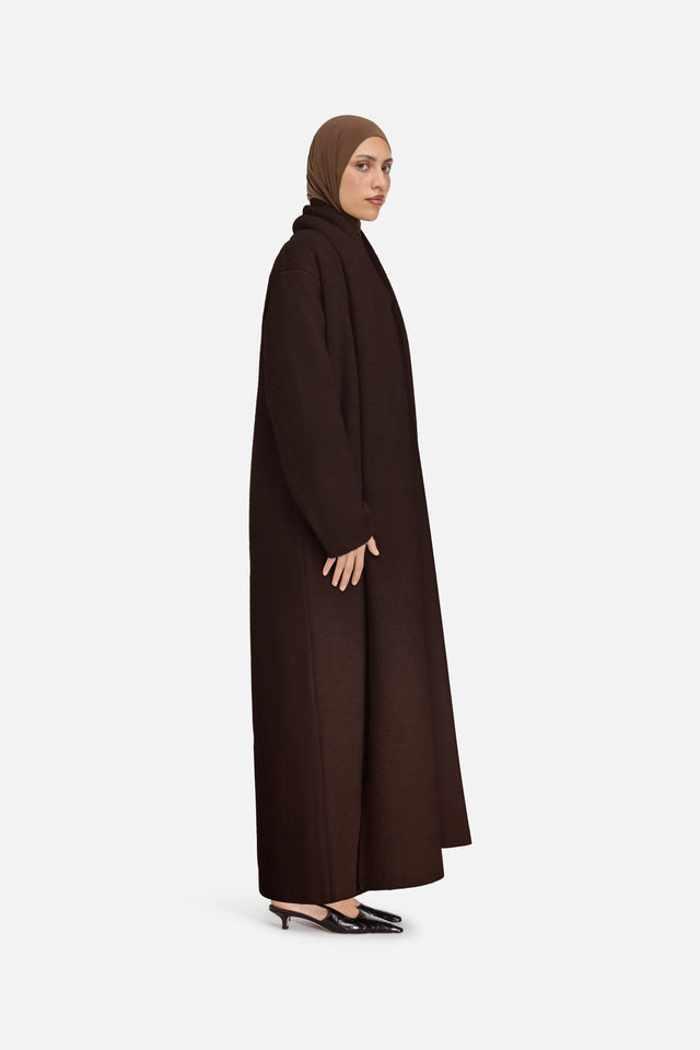 Brushed Knit Abaya | Dark Brown