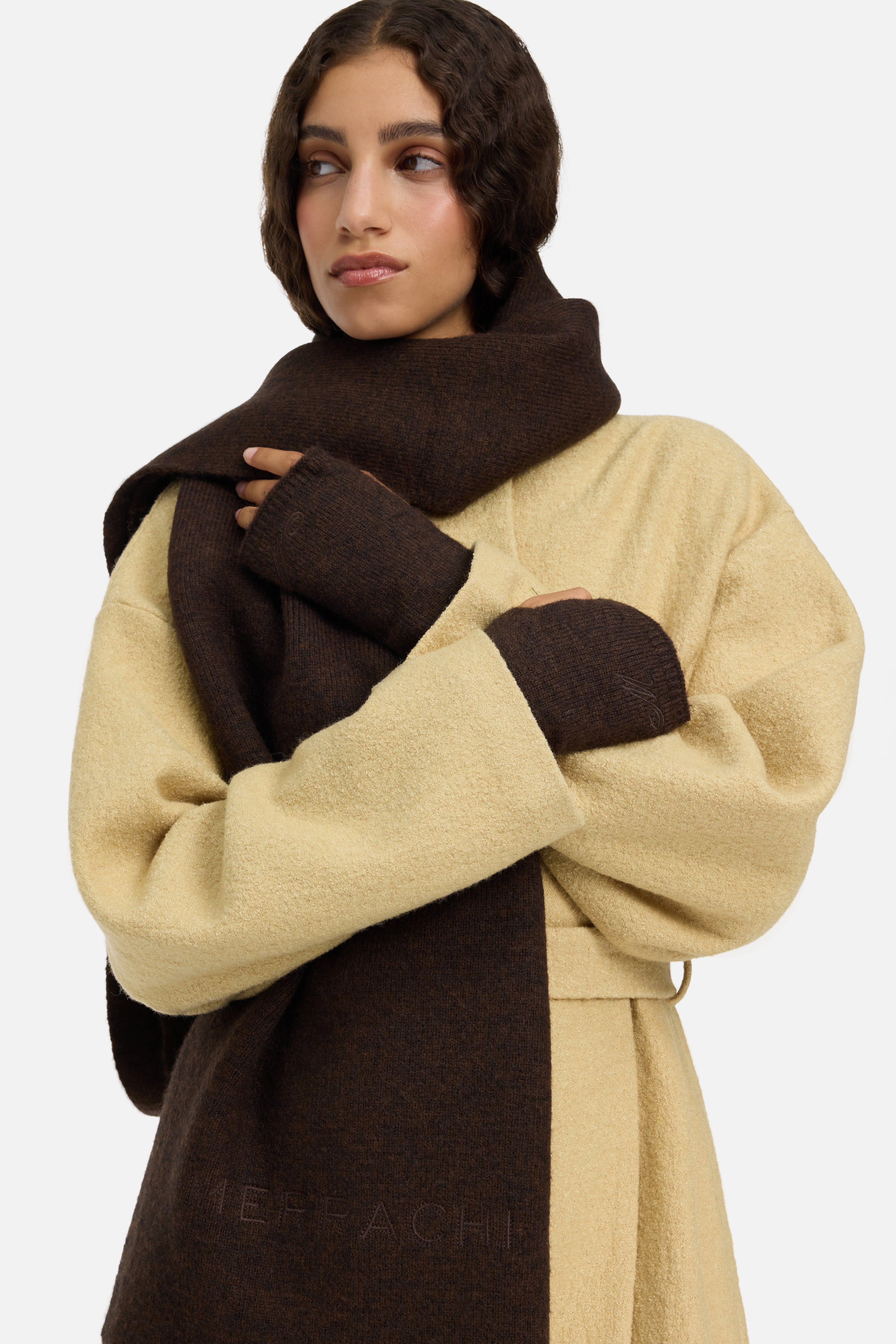 Brushed Knit Gloves | Dark Brown