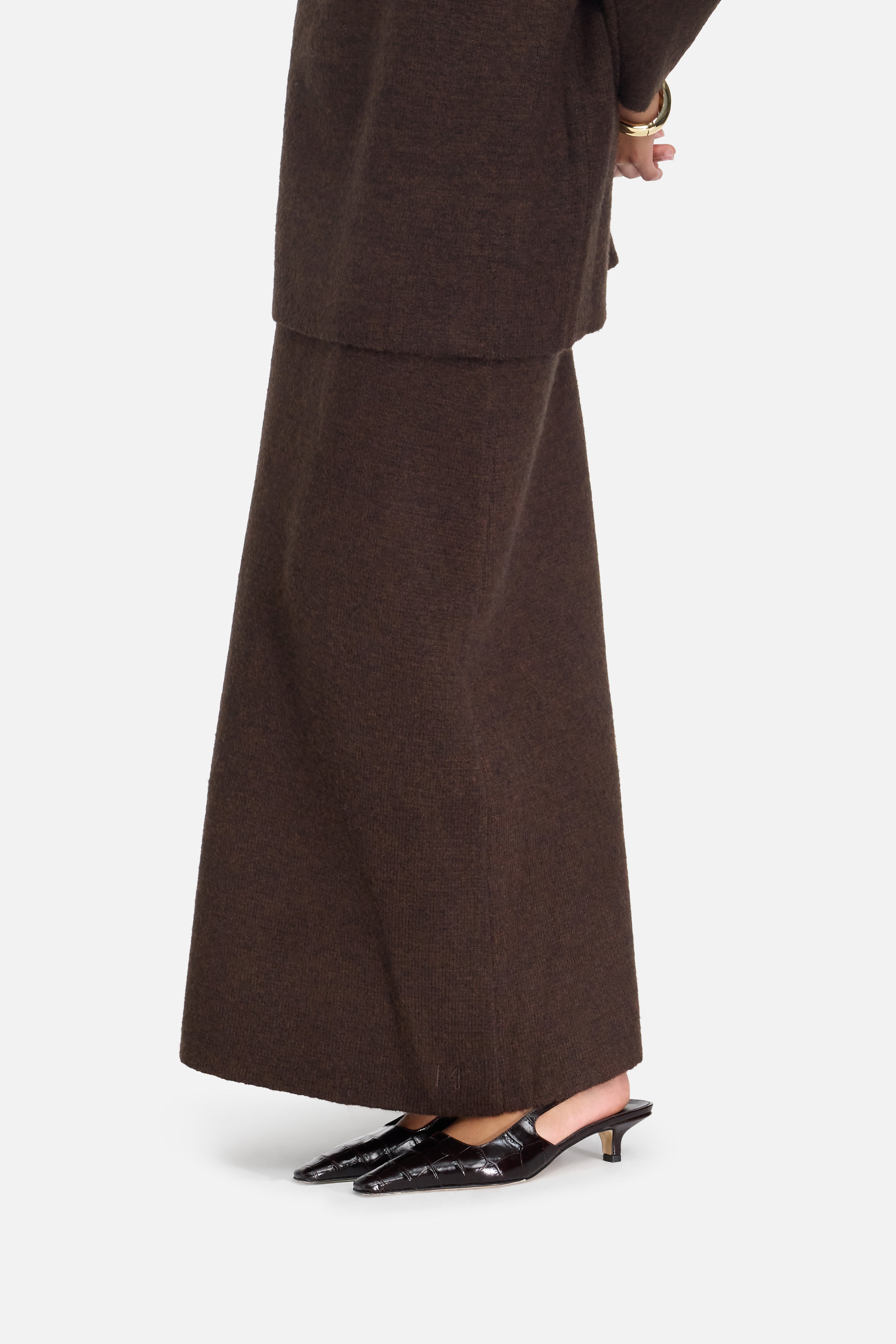 Brushed Knit Skirt | Dark Brown