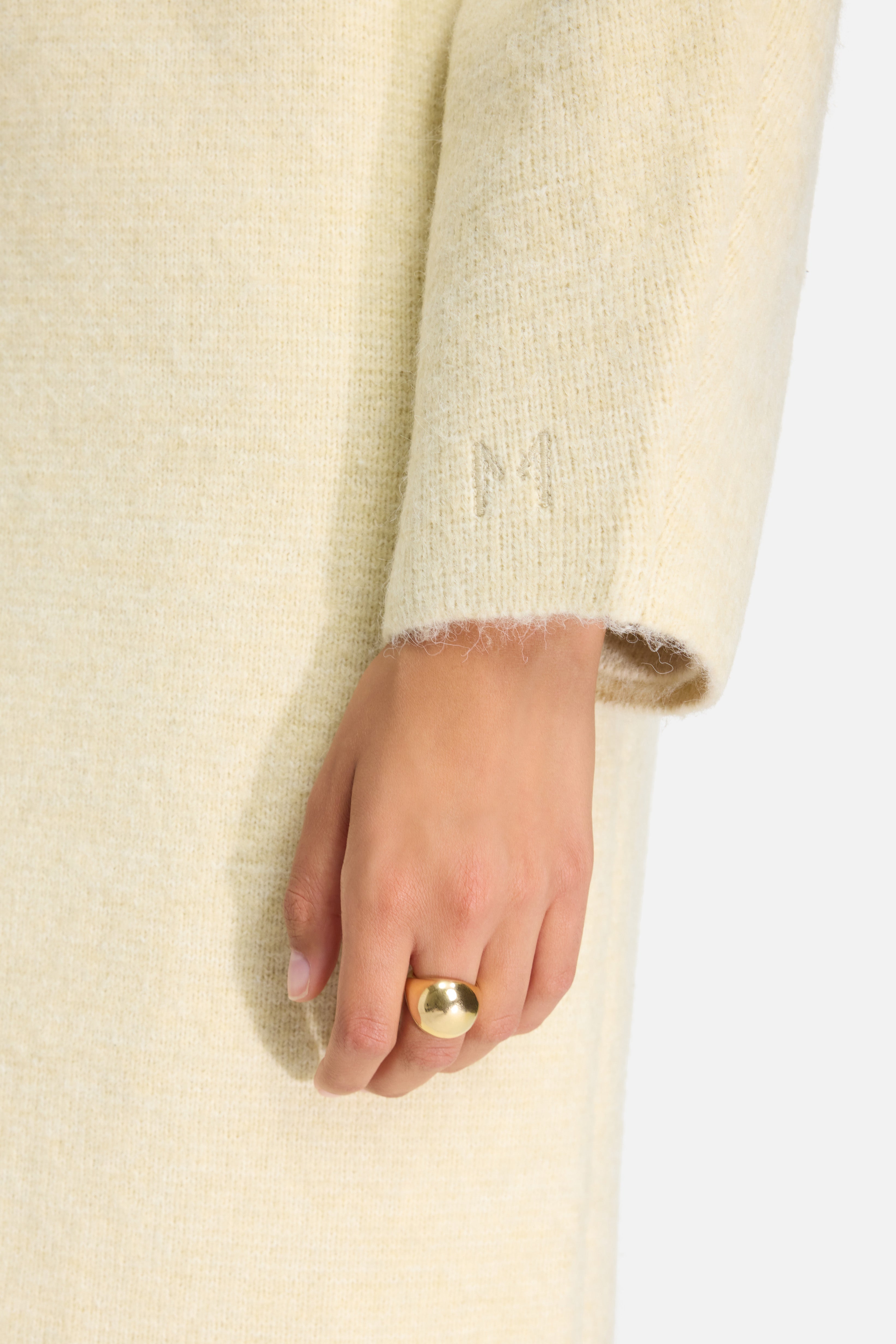 Brushed Knit V-Neck Dress | Cloud White