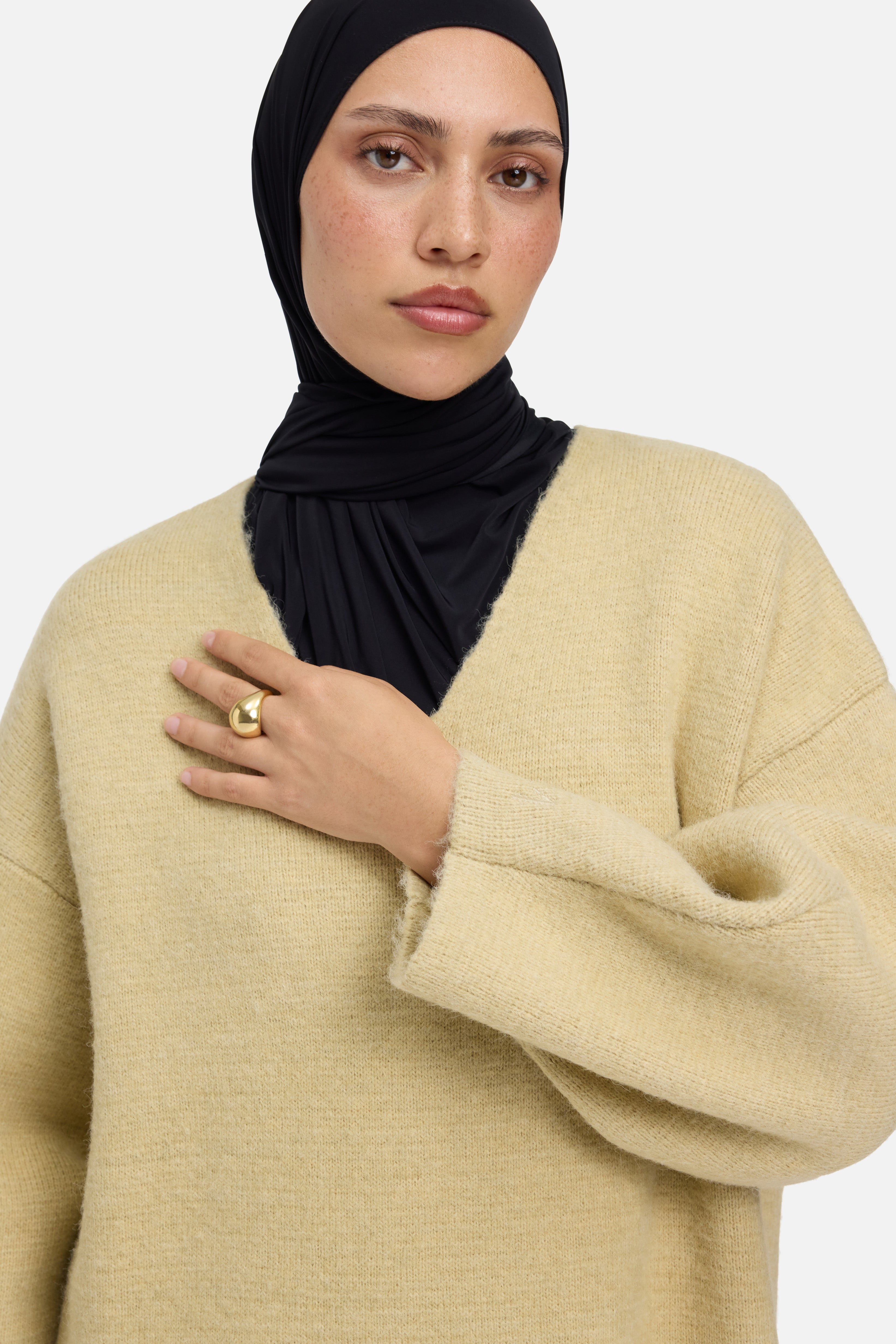 Brushed Knit V-Neck Dress | Desert Clay