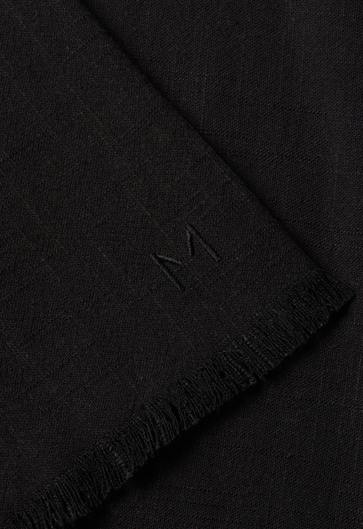 Frayed Hem Linen Abaya | Black