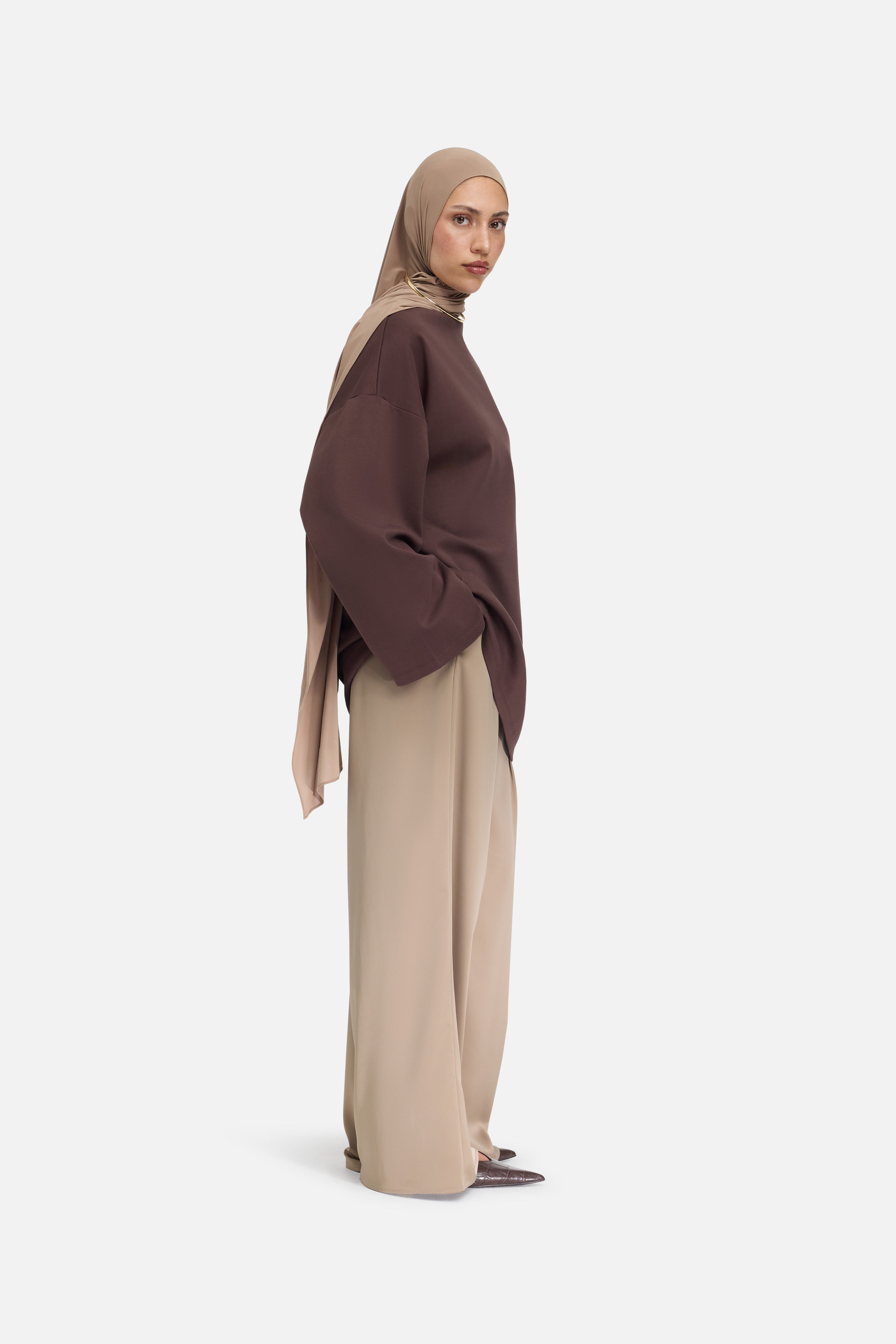 High Neck Tee | Dark Brown