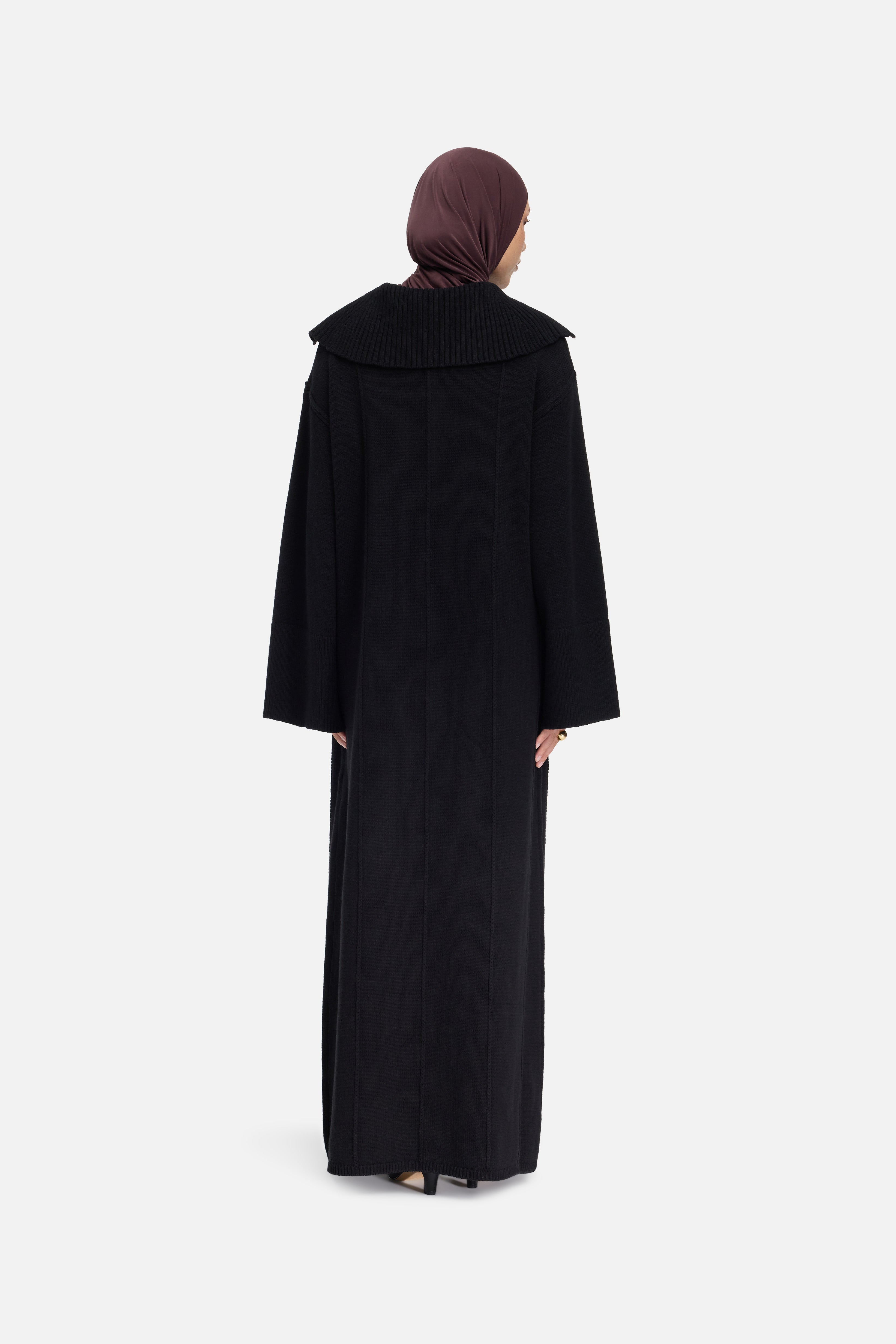 Knitted Collar Dress | Black