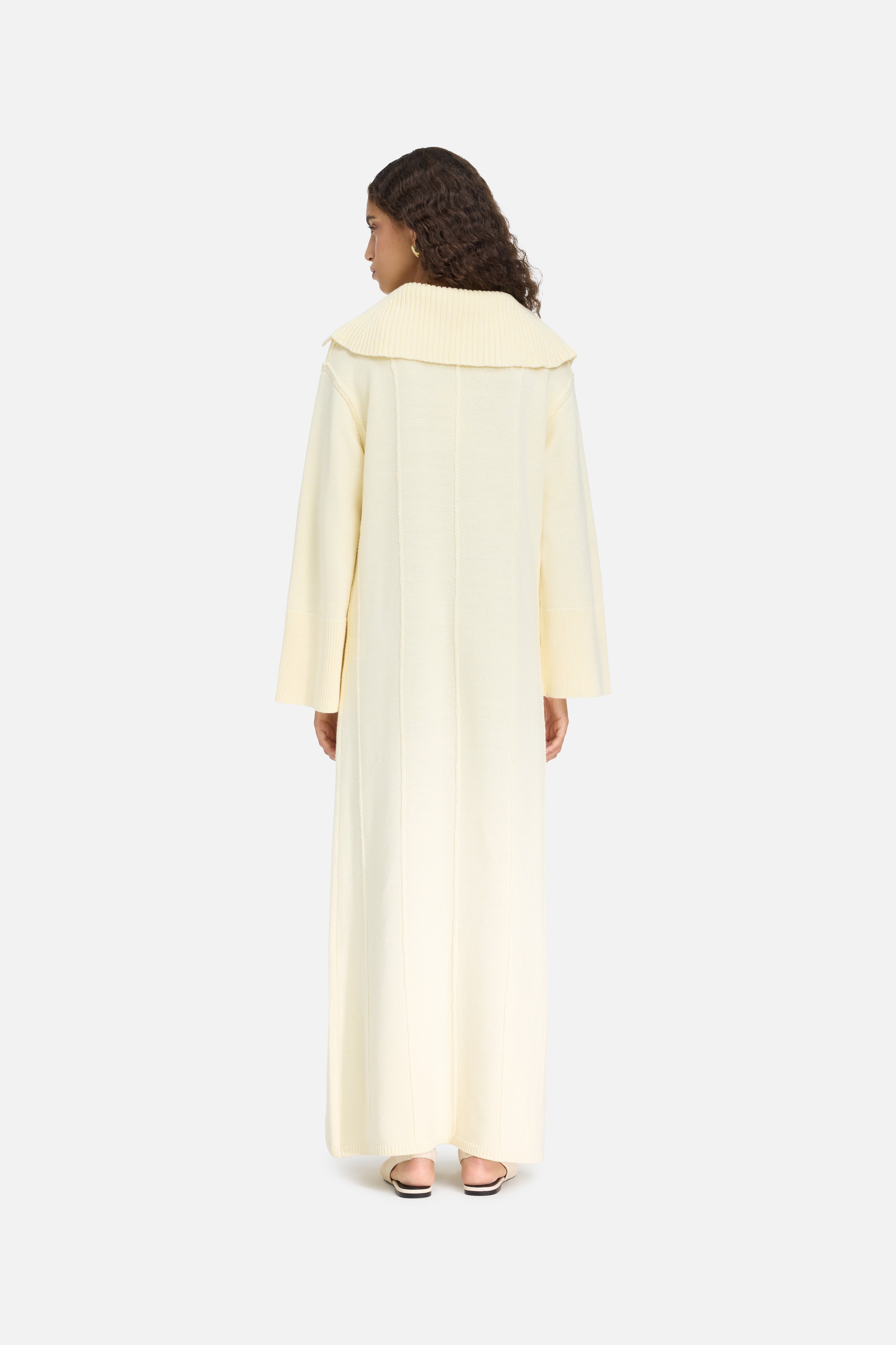 Knitted Collar Dress | Porcelain