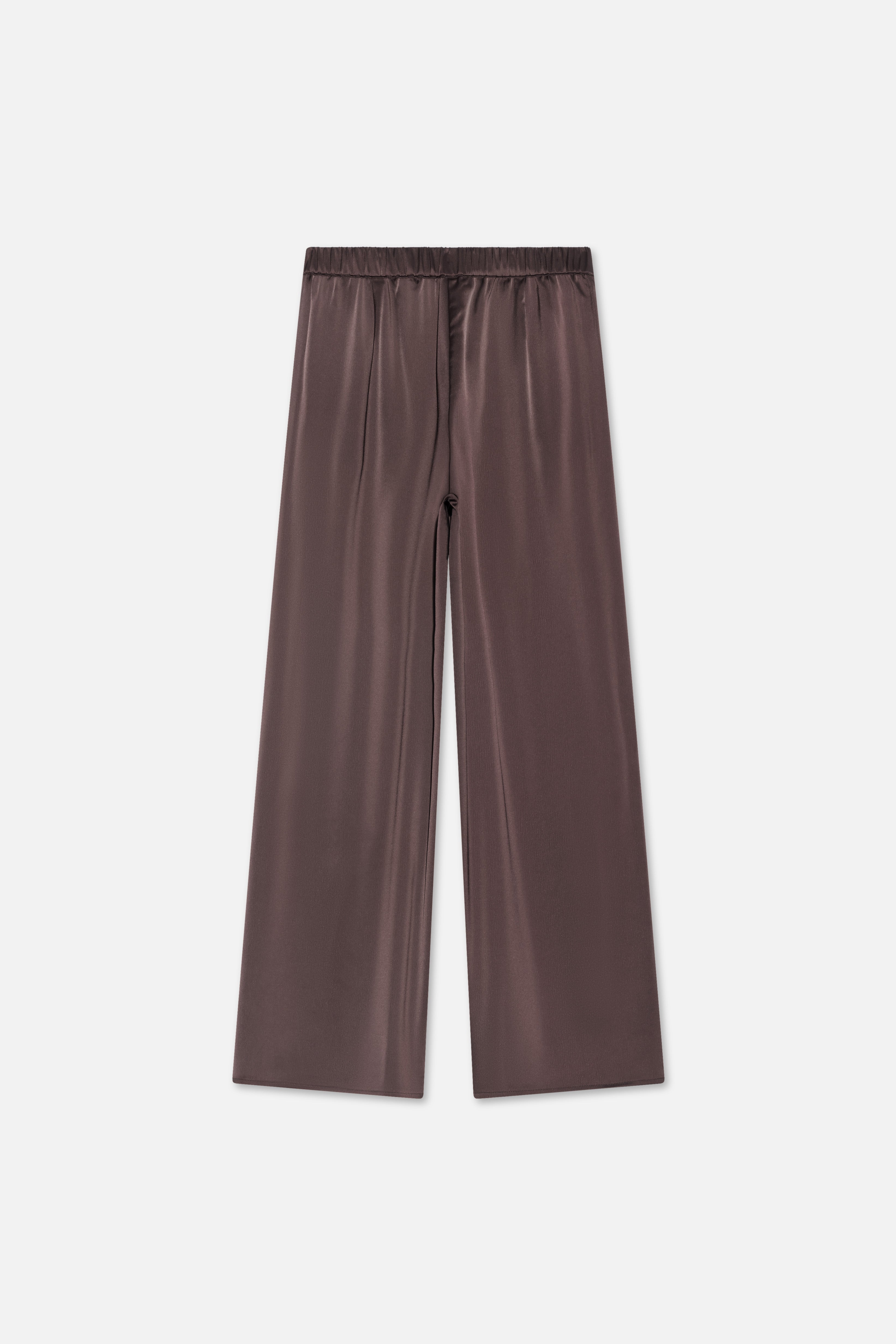 Satin Pleated Pants | Dark Brown