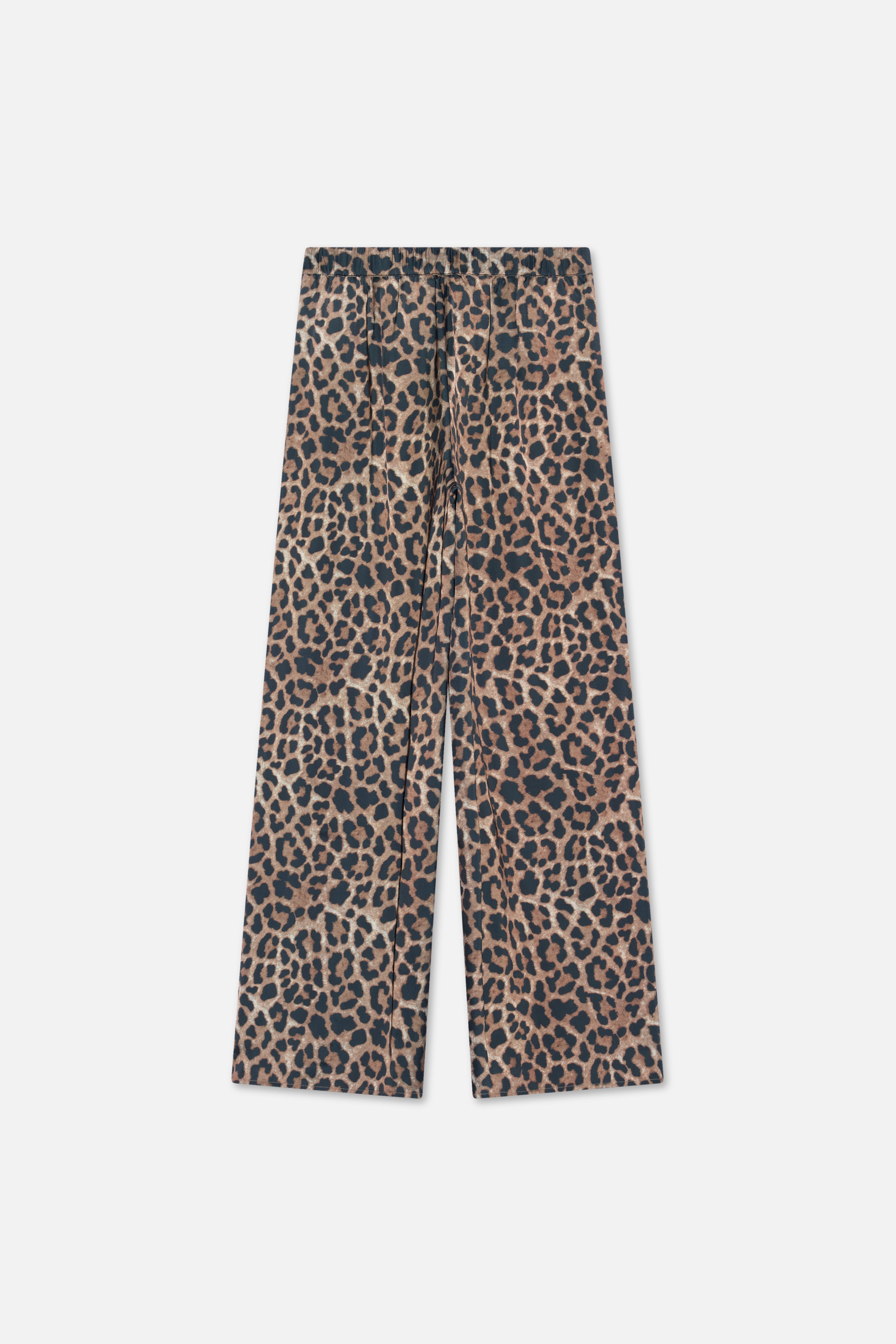 Satin Pleated Pants | Leopard