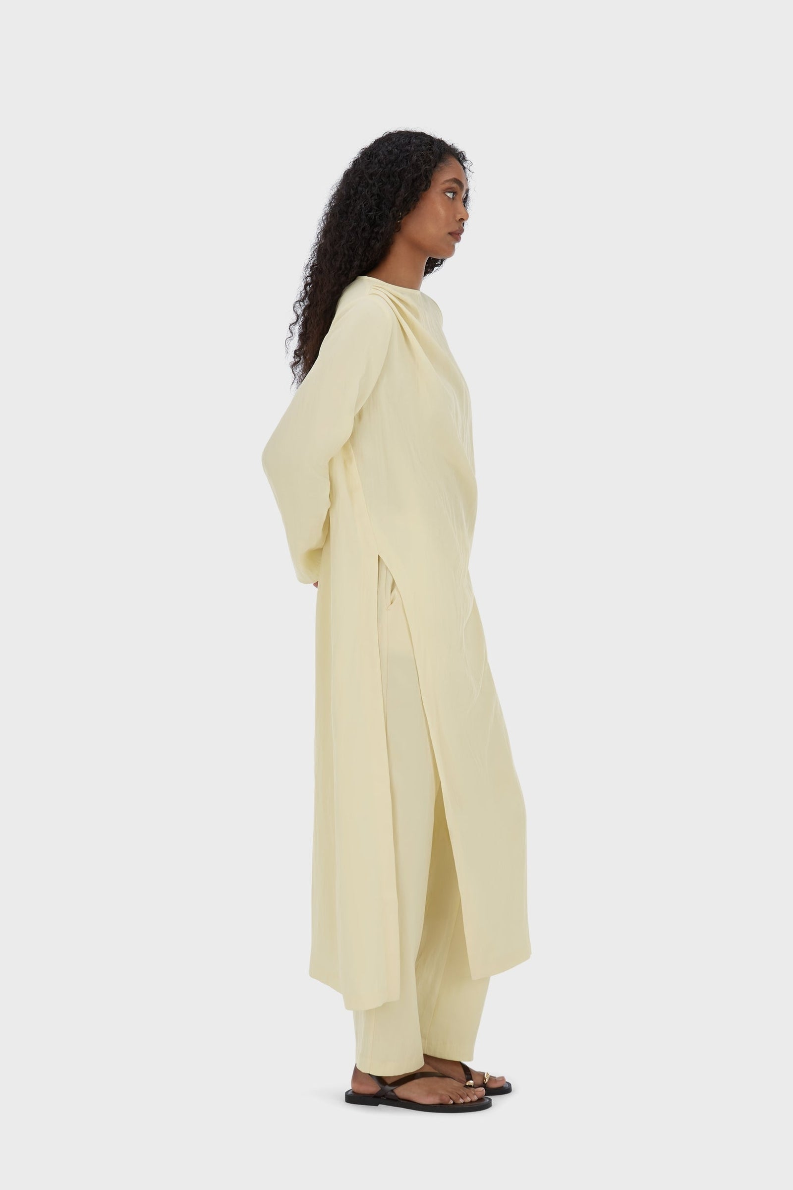 Asymmetric Pleated Tunic | Sorbet