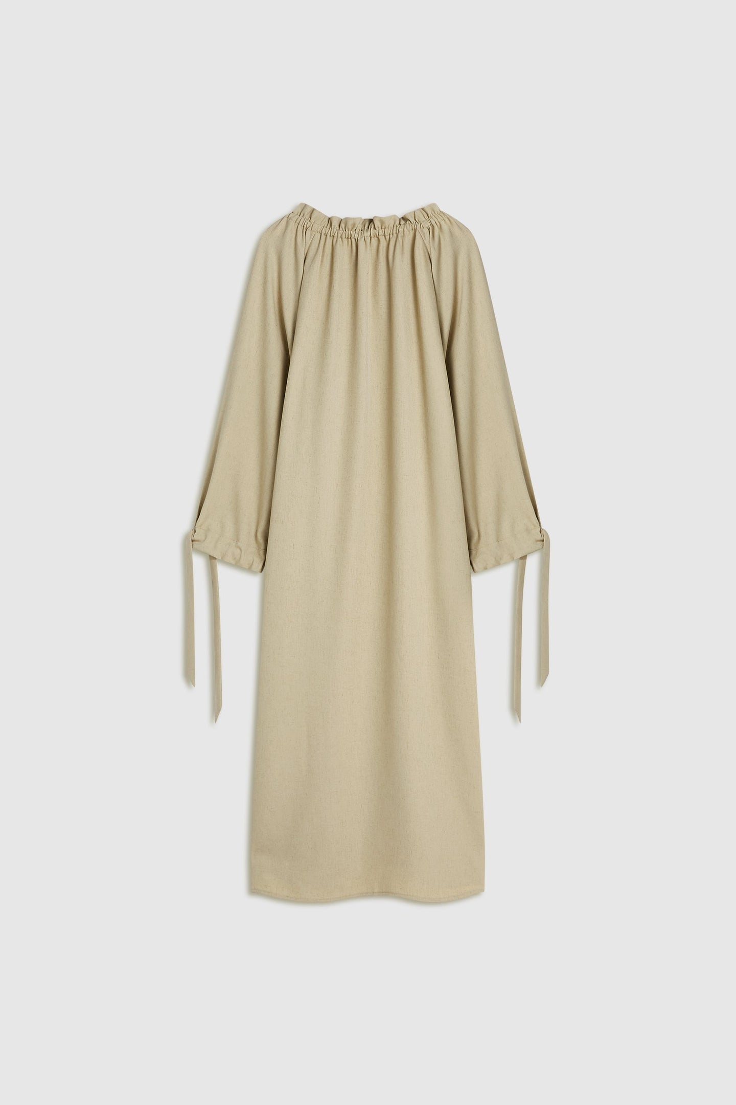 Gathered Neck Dress | Warm Khaki