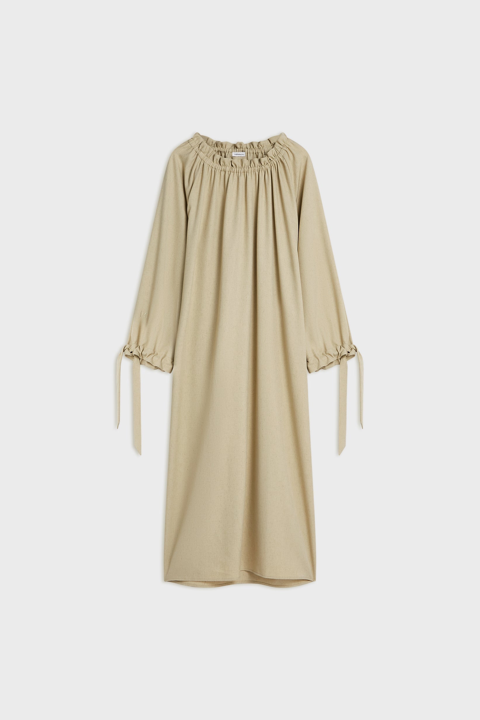 Gathered Neck Dress | Warm Khaki