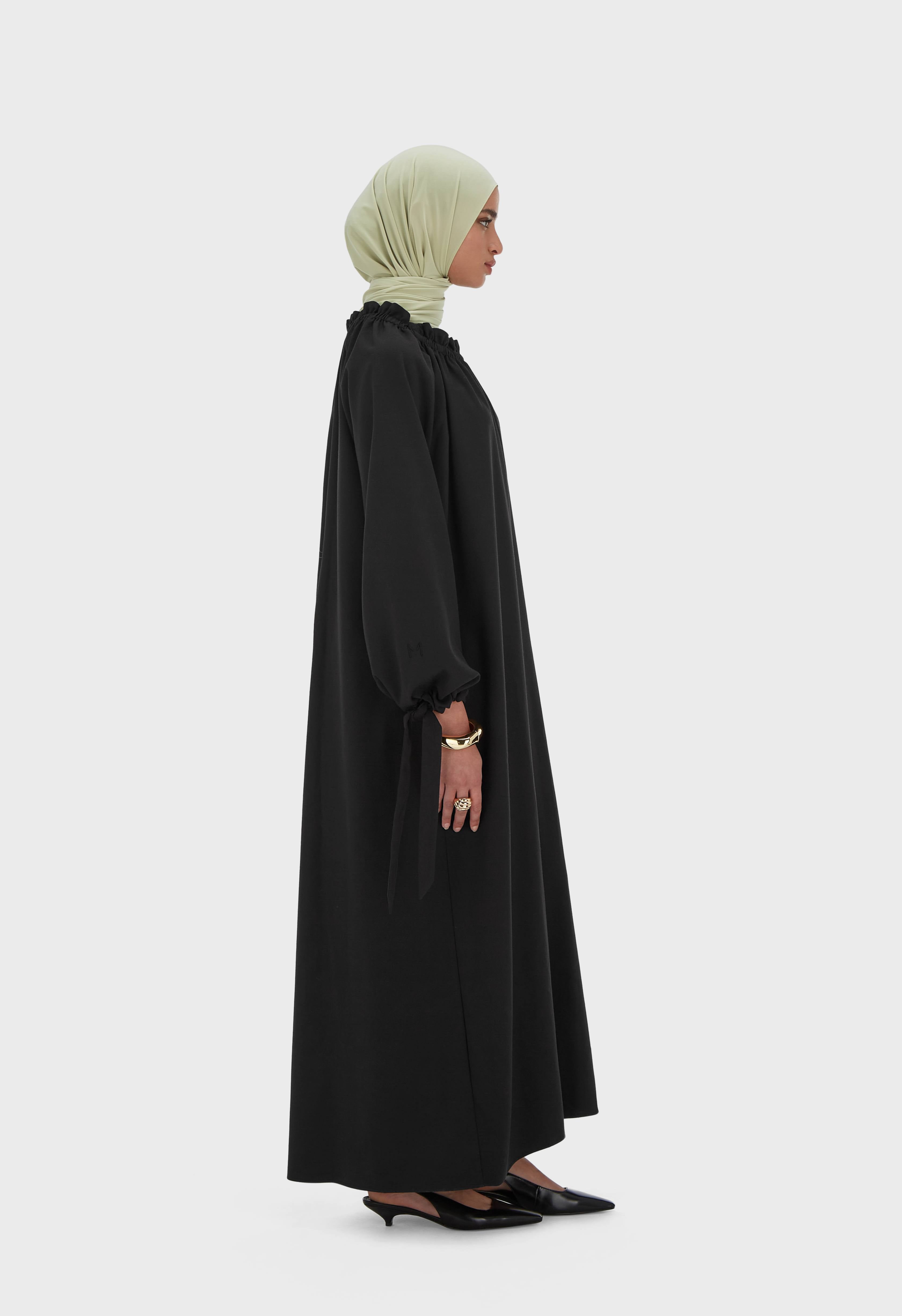 Gathered Neck Dress | Black