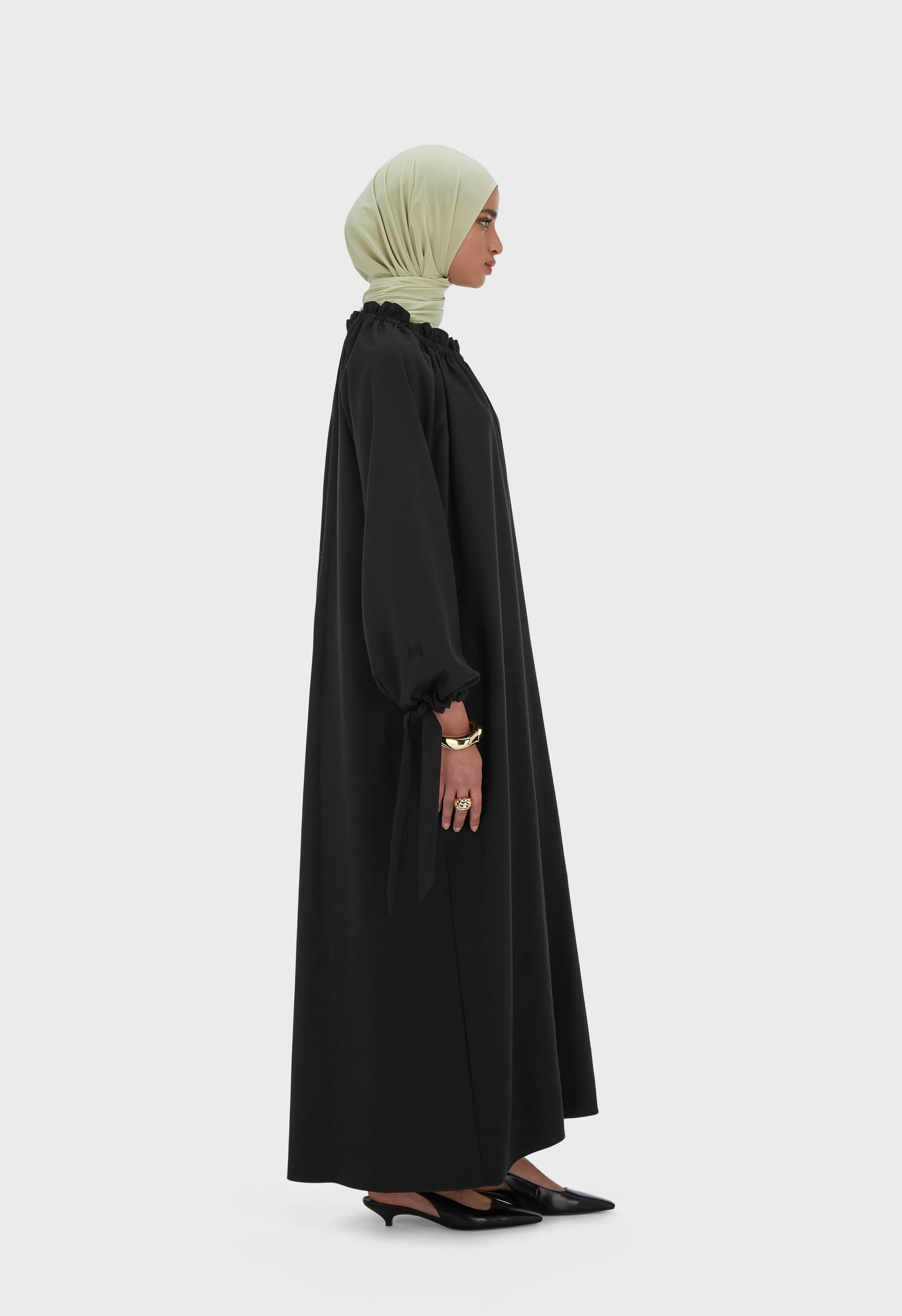 Gathered Neck Dress | Black