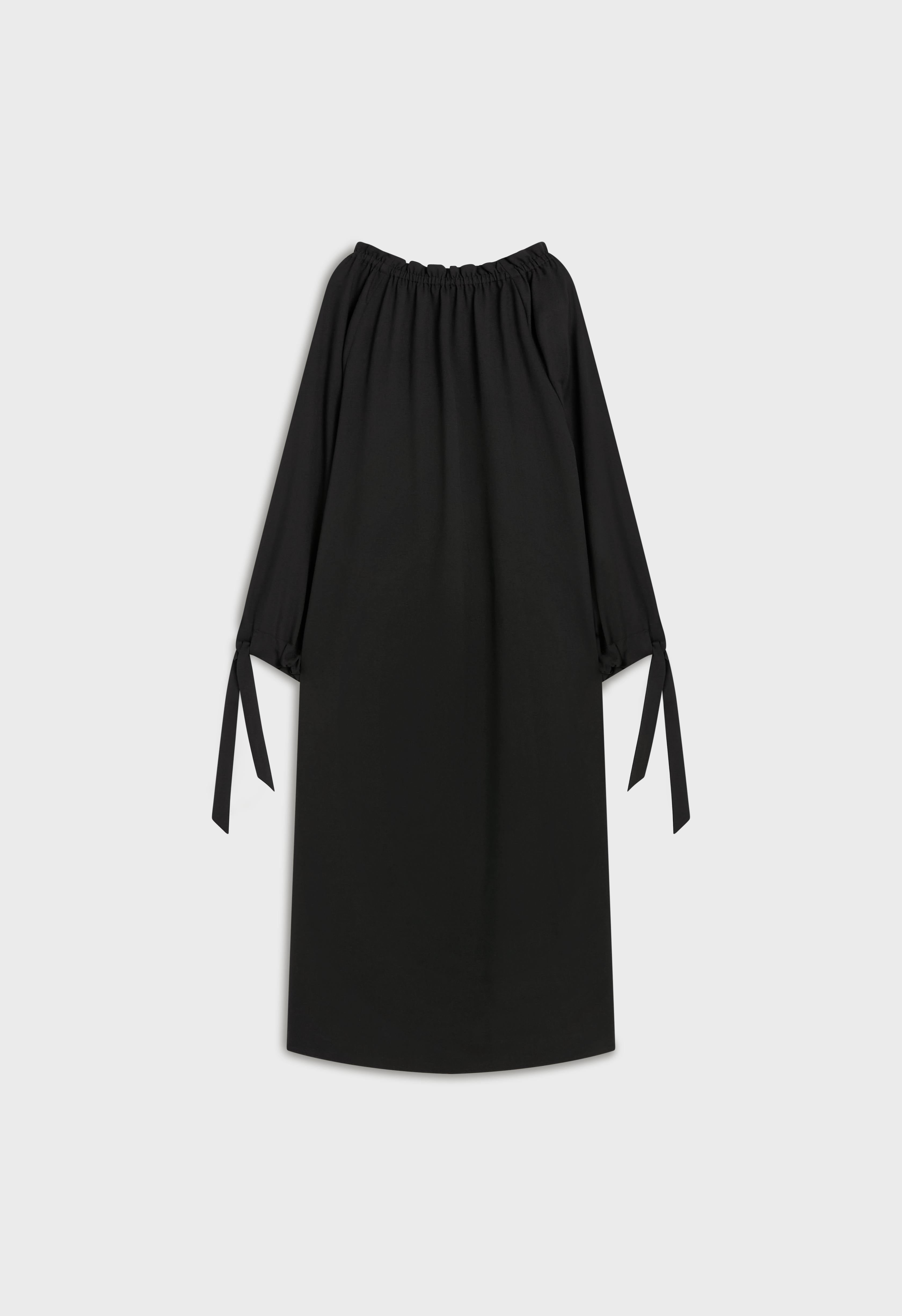 Gathered Neck Dress | Black