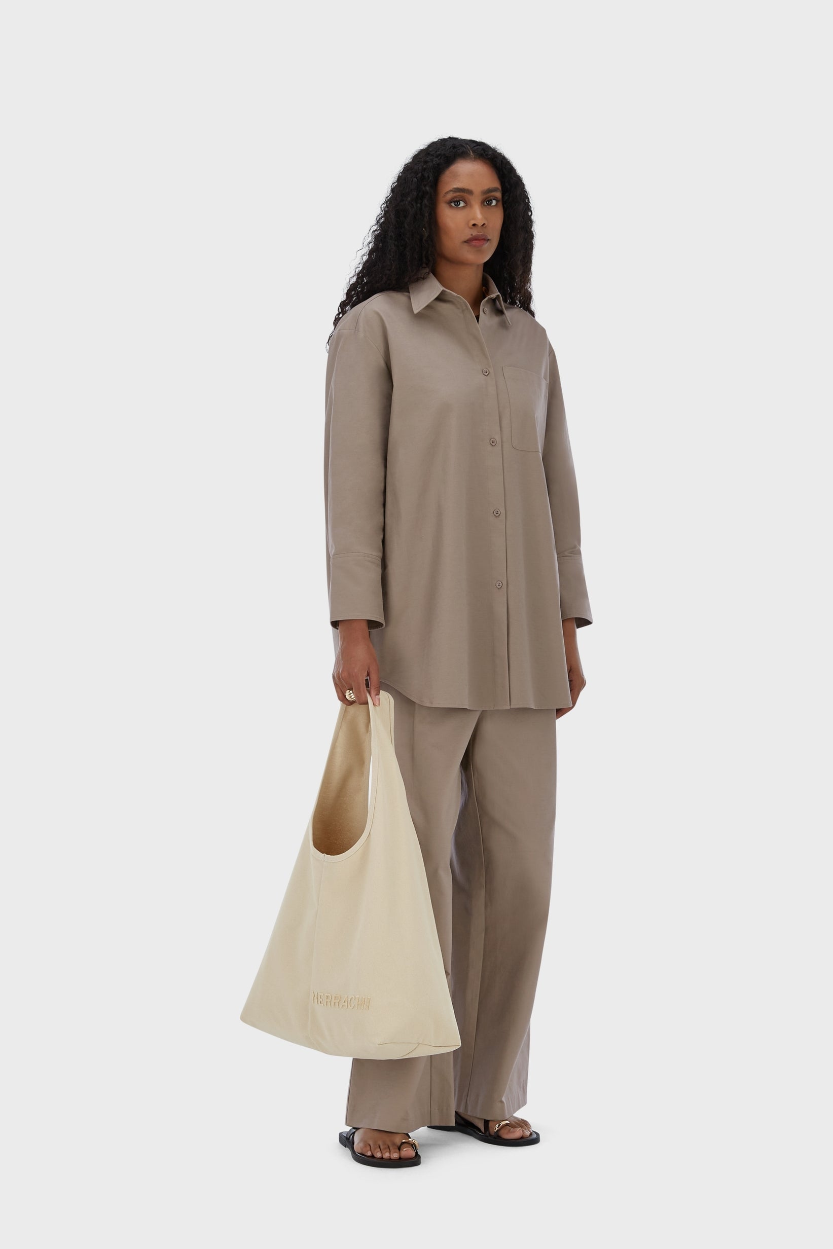 Oval Tote Bag | Soft Taupe
