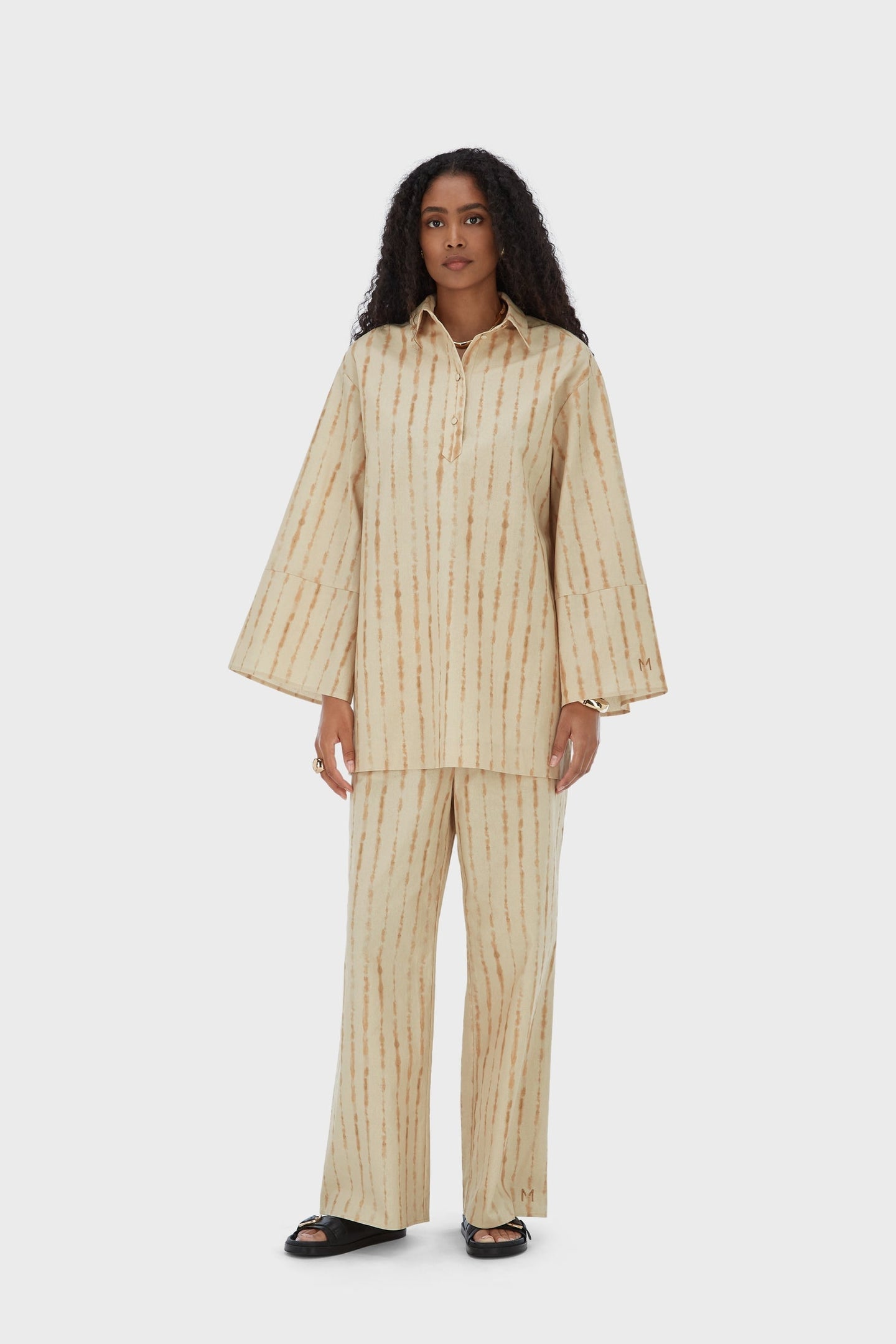 Shibori Pants | Beige Rose